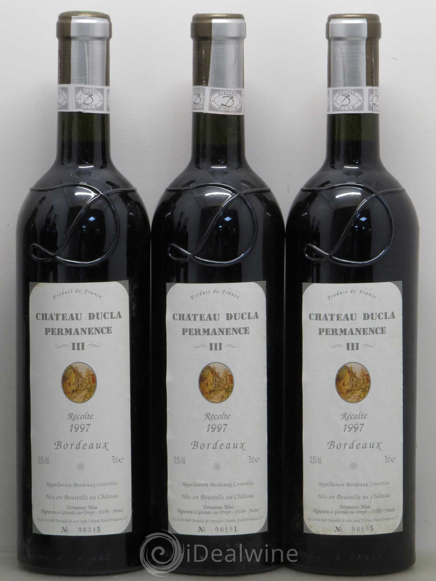 Bordeaux Ducla Permanence 1997 - Lot de 6 bouteilles - 1