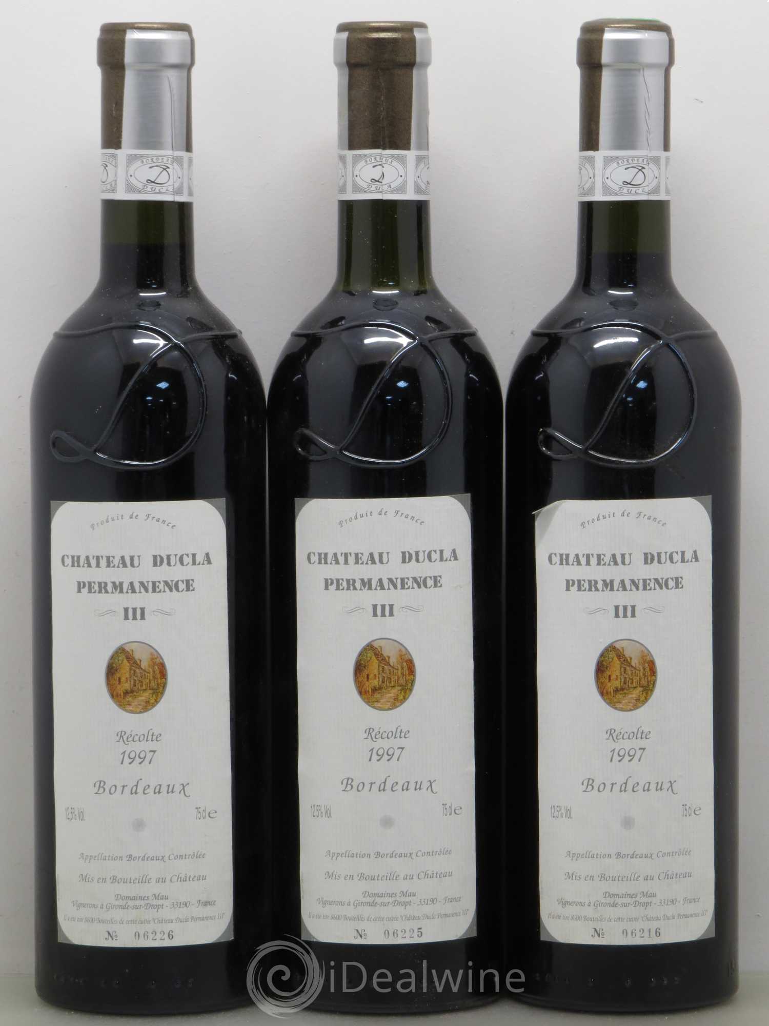 Bordeaux Ducla Permanence 1997 - Lot de 6 bouteilles - 2