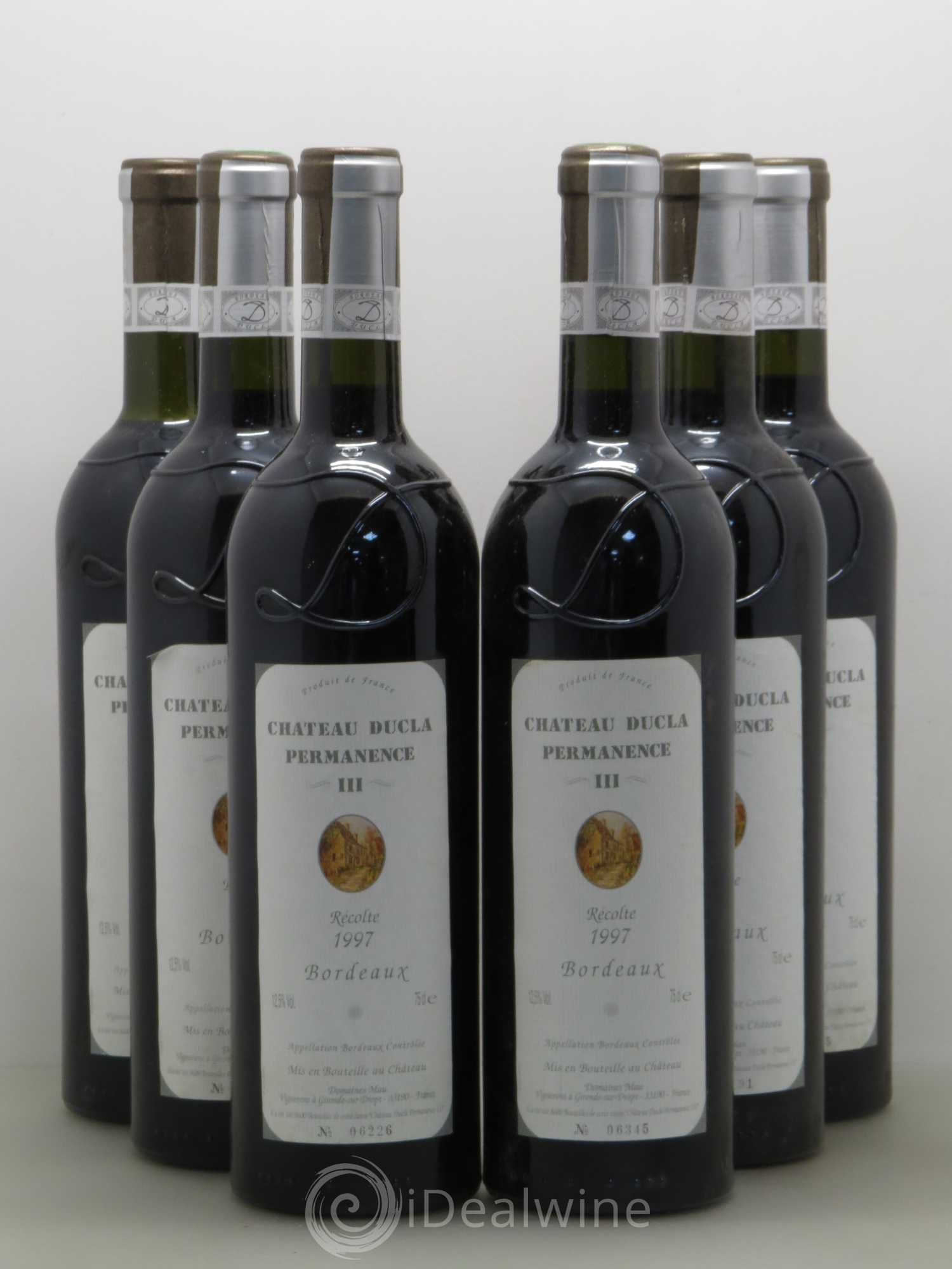 Bordeaux Ducla Permanence 1997 - Lot de 6 bouteilles - 0