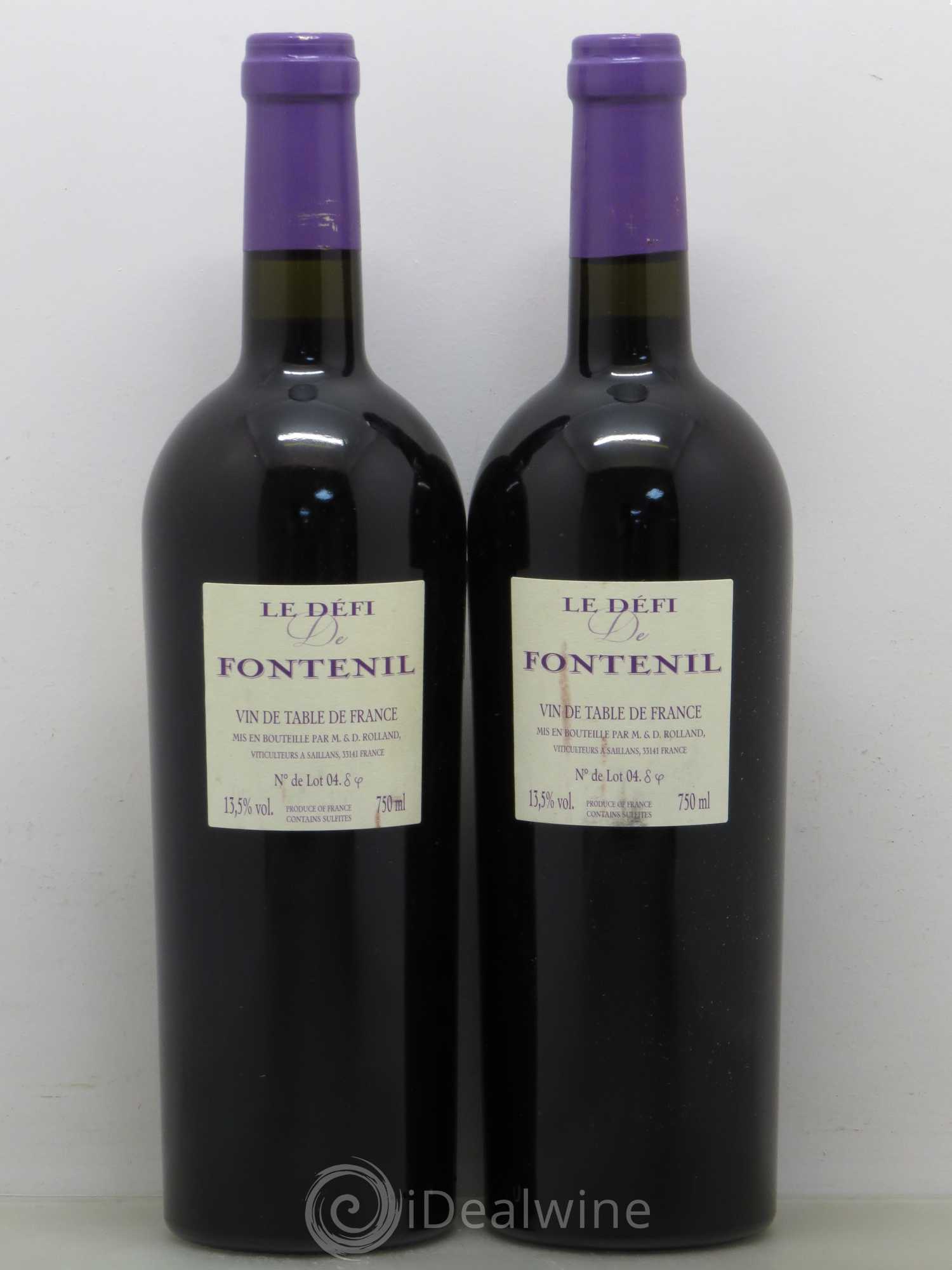 Vin de table Le Défi de Fontenil 2004 - Lot de 2 bouteilles - 1