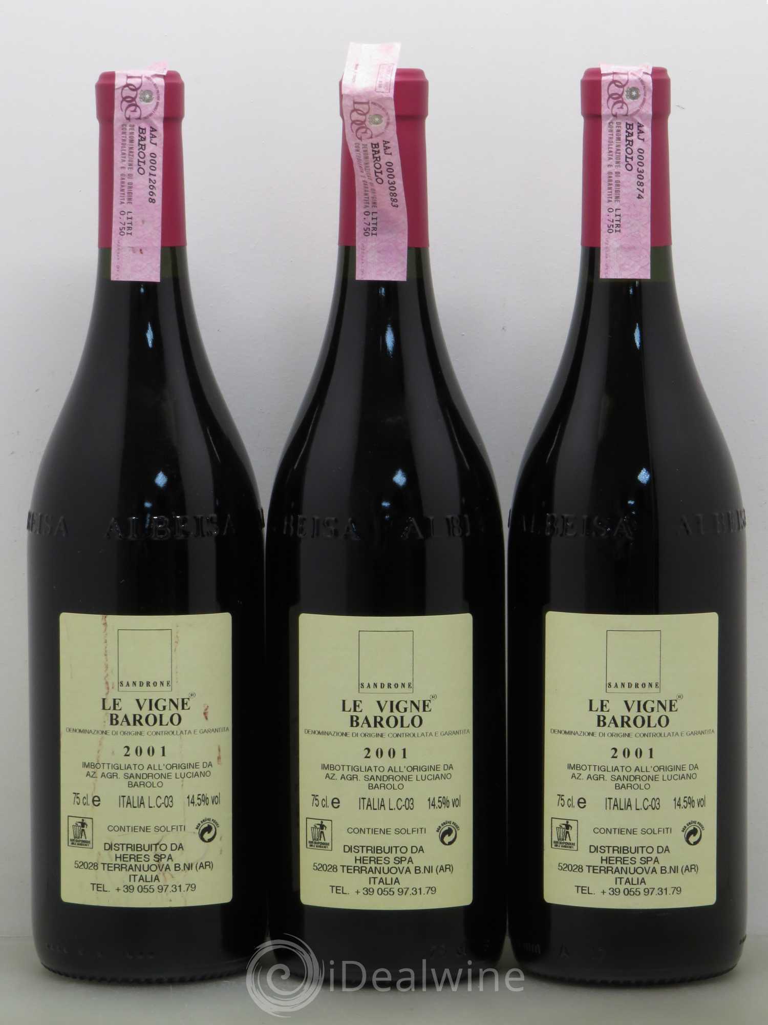 Barolo DOCG Le Vigne Luciano Sandrone 2001 - Lot de 3 bouteilles - 1