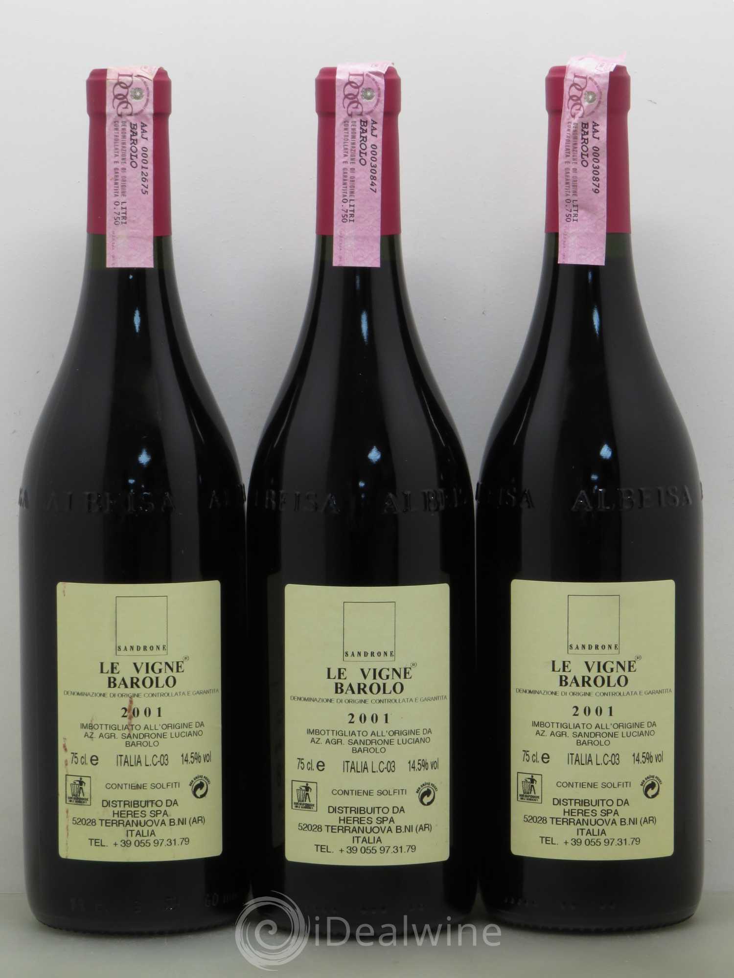 Barolo DOCG Le Vigne Luciano Sandrone 2001 - Lot de 3 bouteilles - 1