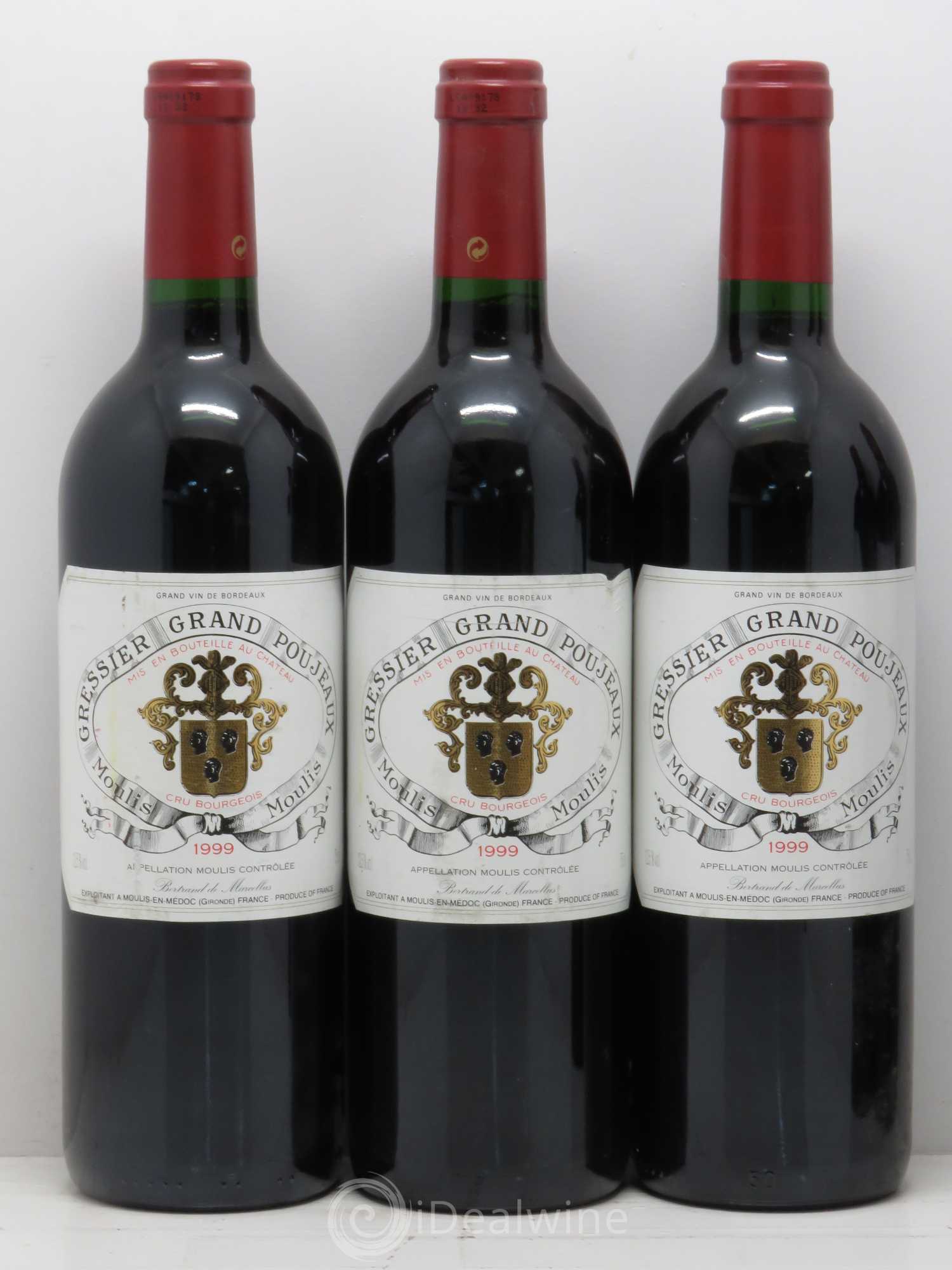 Château Gressier Grand Poujeaux Cru Bourgeois 1999 - Lot de 5 bouteilles - 1