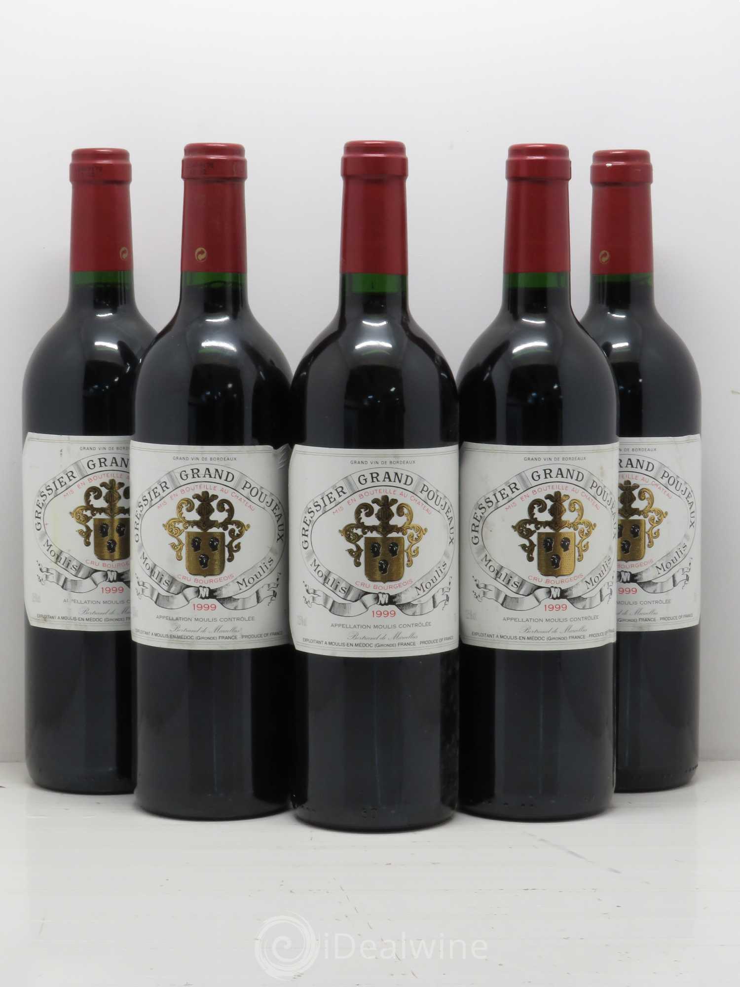 Château Gressier Grand Poujeaux Cru Bourgeois 1999 - Lot de 5 bouteilles - 0