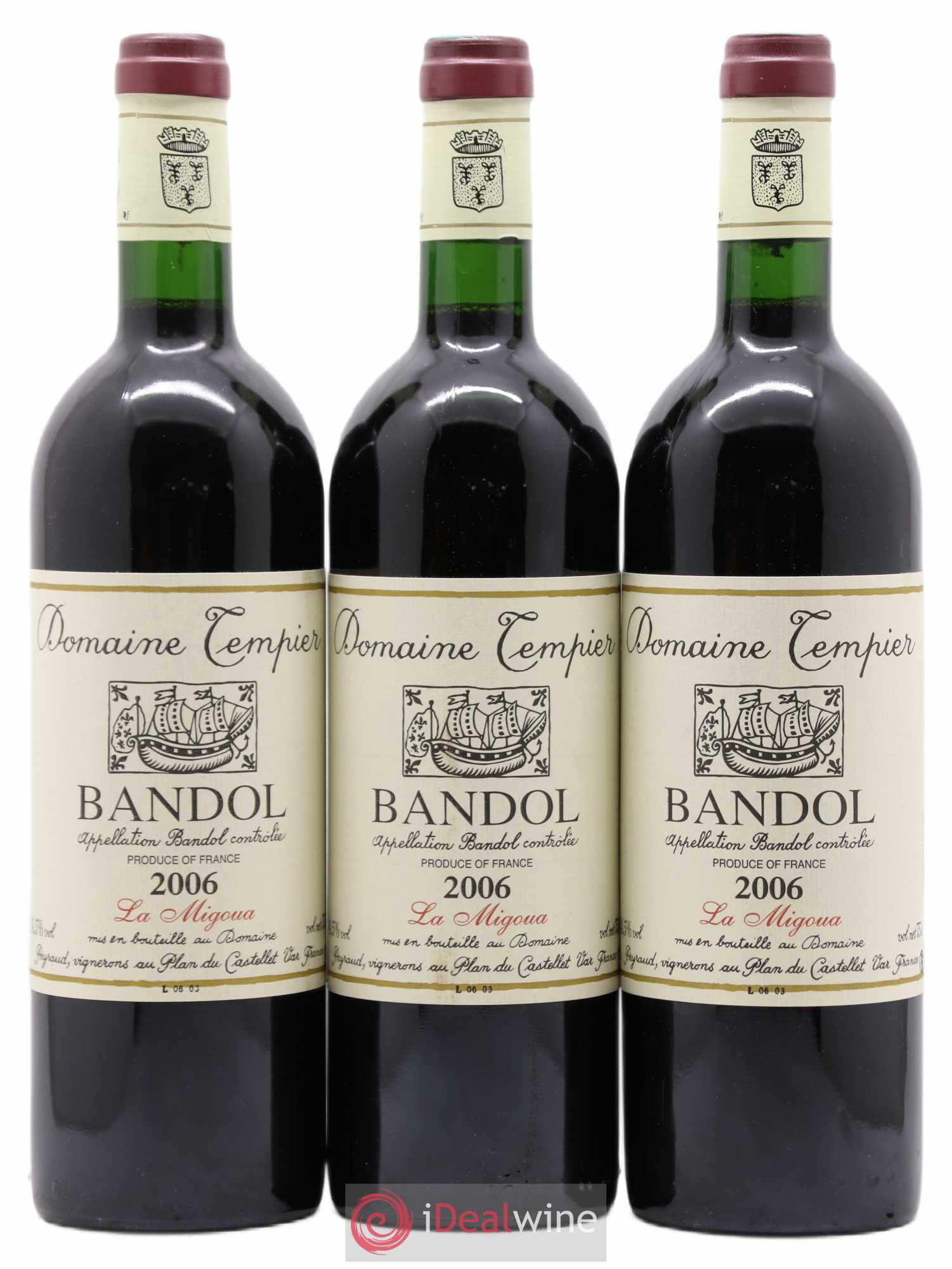 Bandol Domaine Tempier Cuvée La Migoua Famille Peyraud 2006 - Lot de 3 bouteilles - 0