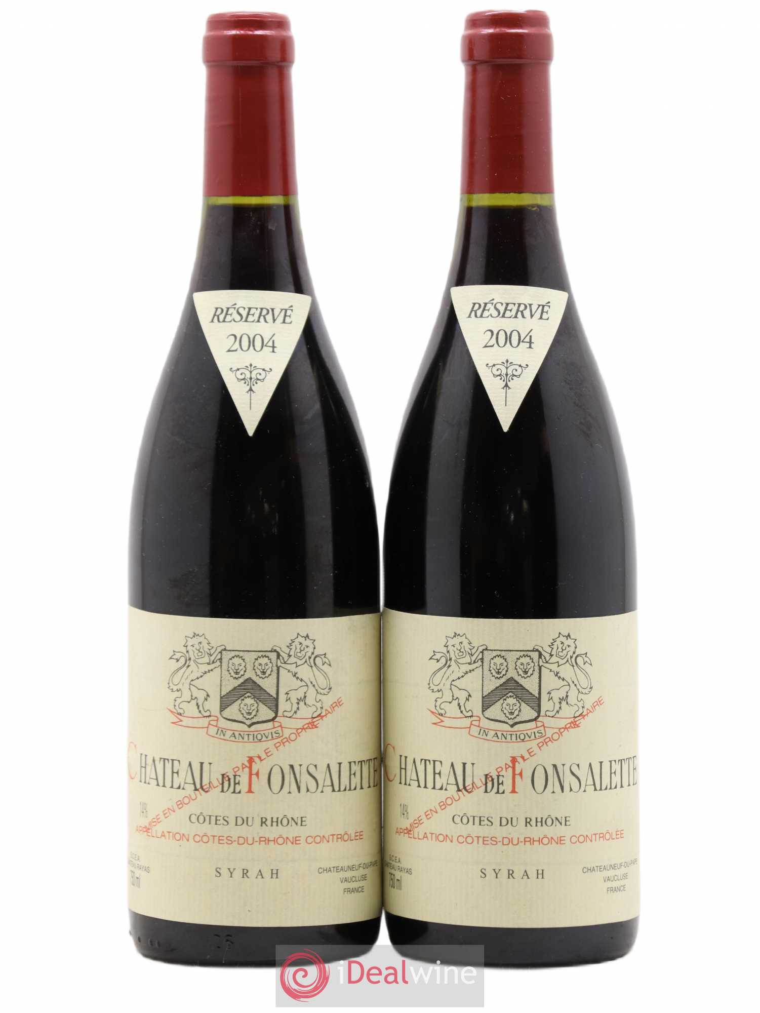 Côtes-du-Rhône Cuvée Syrah Château de Fonsalette 2004 - Lot de 2 bouteilles - 0