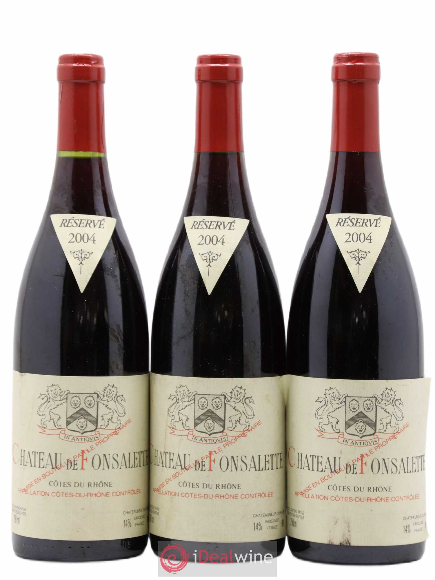 Côtes-du-Rhône Château de Fonsalette Emmanuel Reynaud 2004 - Lot de 3 bouteilles - 0
