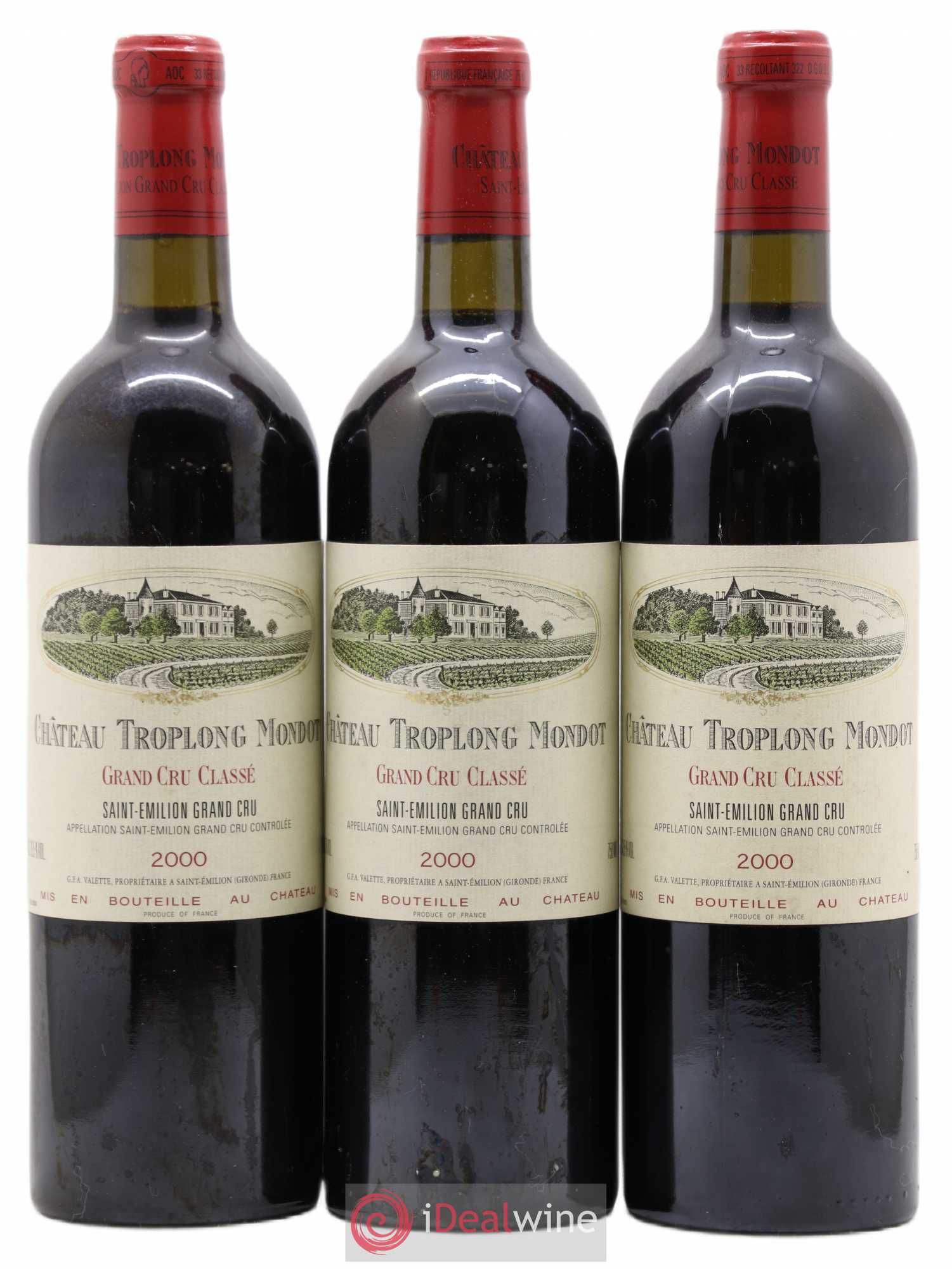 Château Troplong Mondot 1er Grand Cru Classé B 2000 - Lot de 3 bouteilles - 0