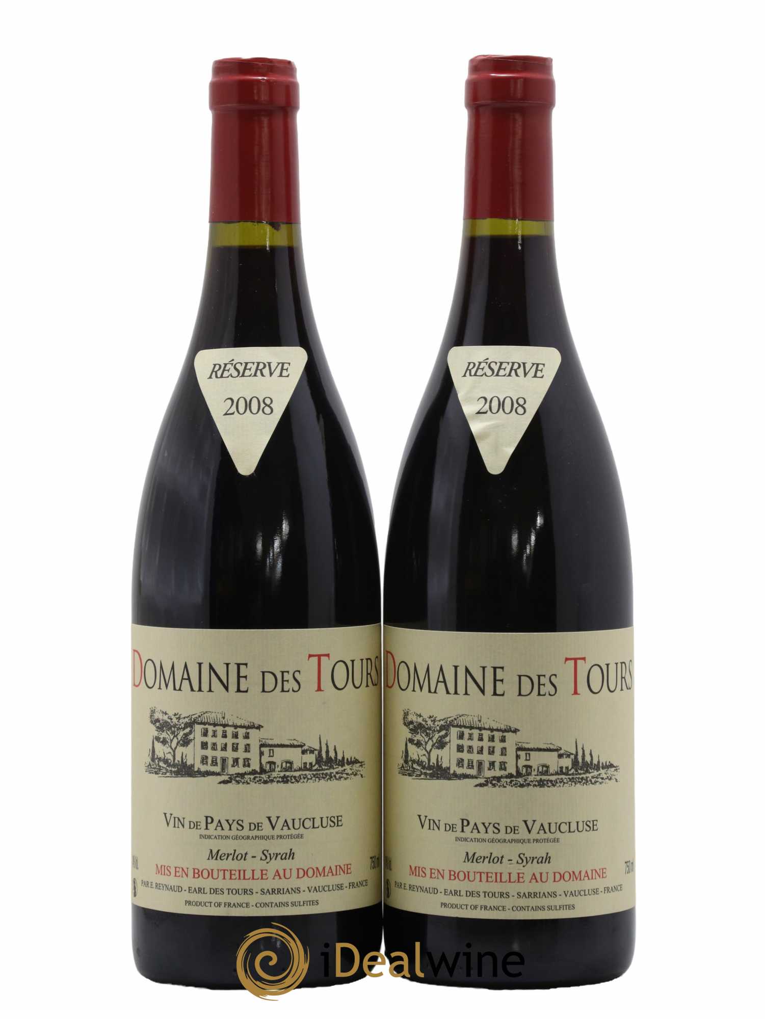 Vaucluse Domaine des Tours Merlot-Syrah Emmanuel Reynaud 2008 - Lot de 2 bouteilles - 0