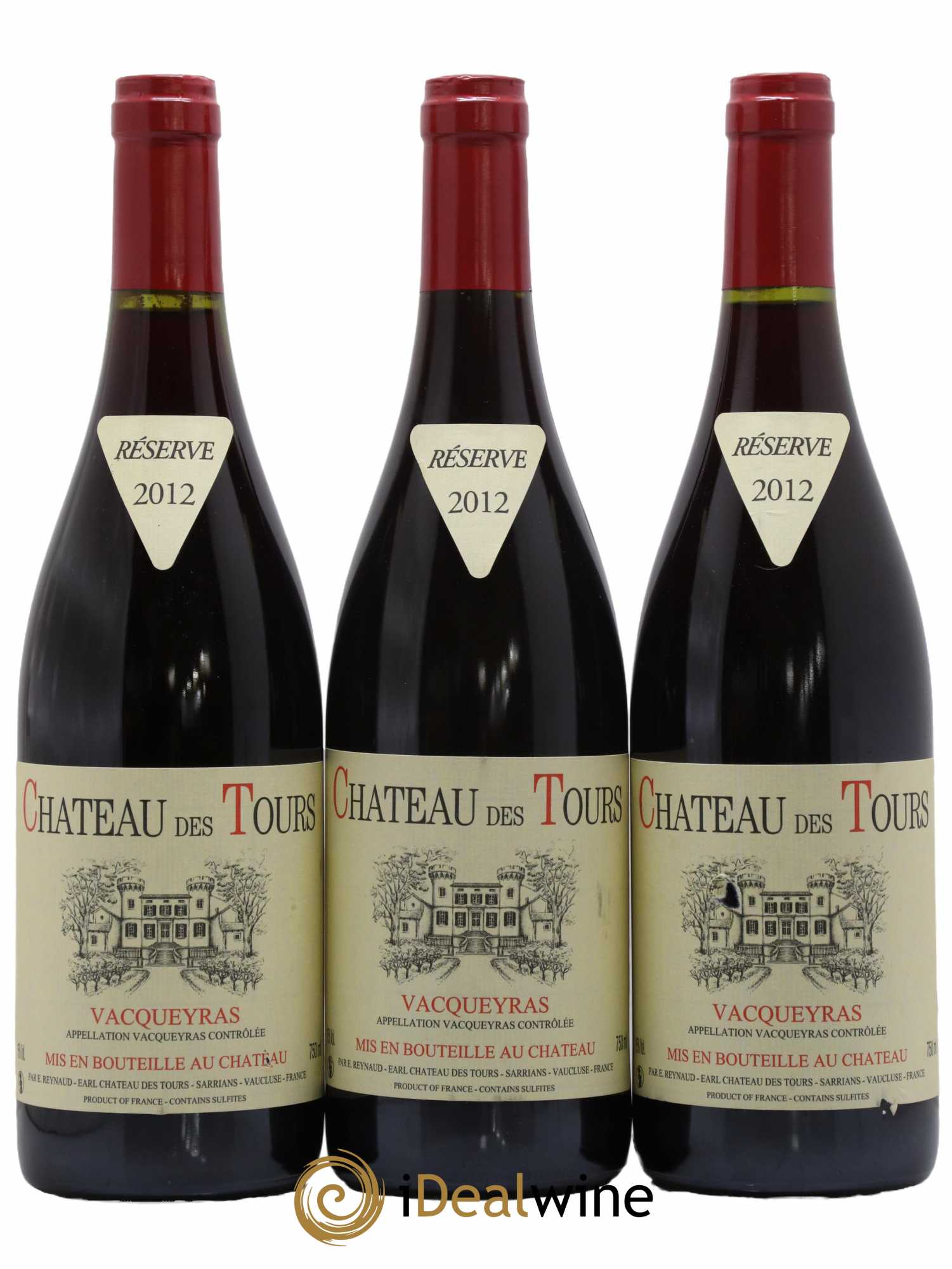 Vacqueyras Château des Tours Emmanuel Reynaud 2012 - Lot de 3 bouteilles - 0