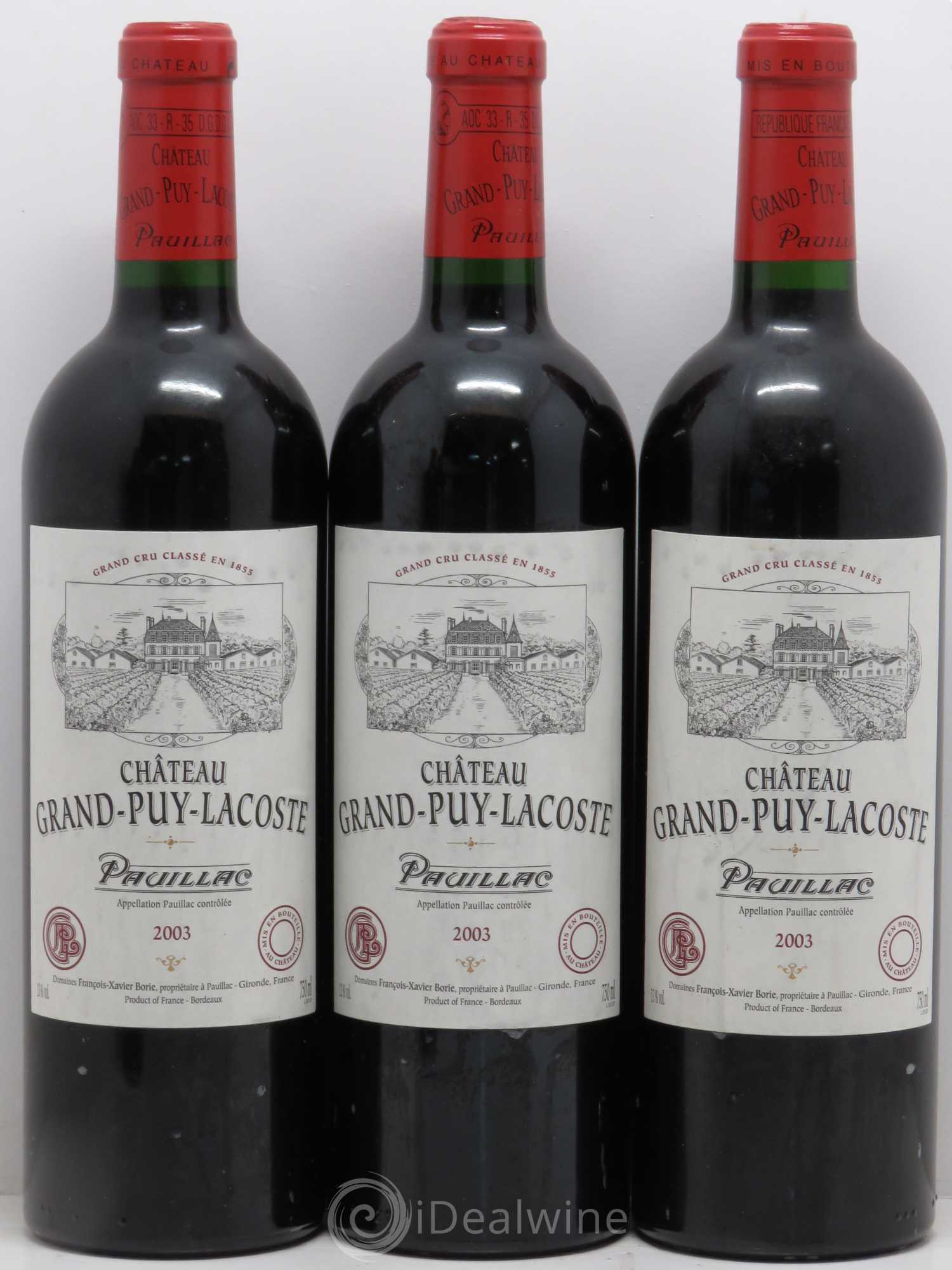 Château Grand Puy Lacoste 5ème Grand Cru Classé 2003 - Lot de 5 bouteilles - 1