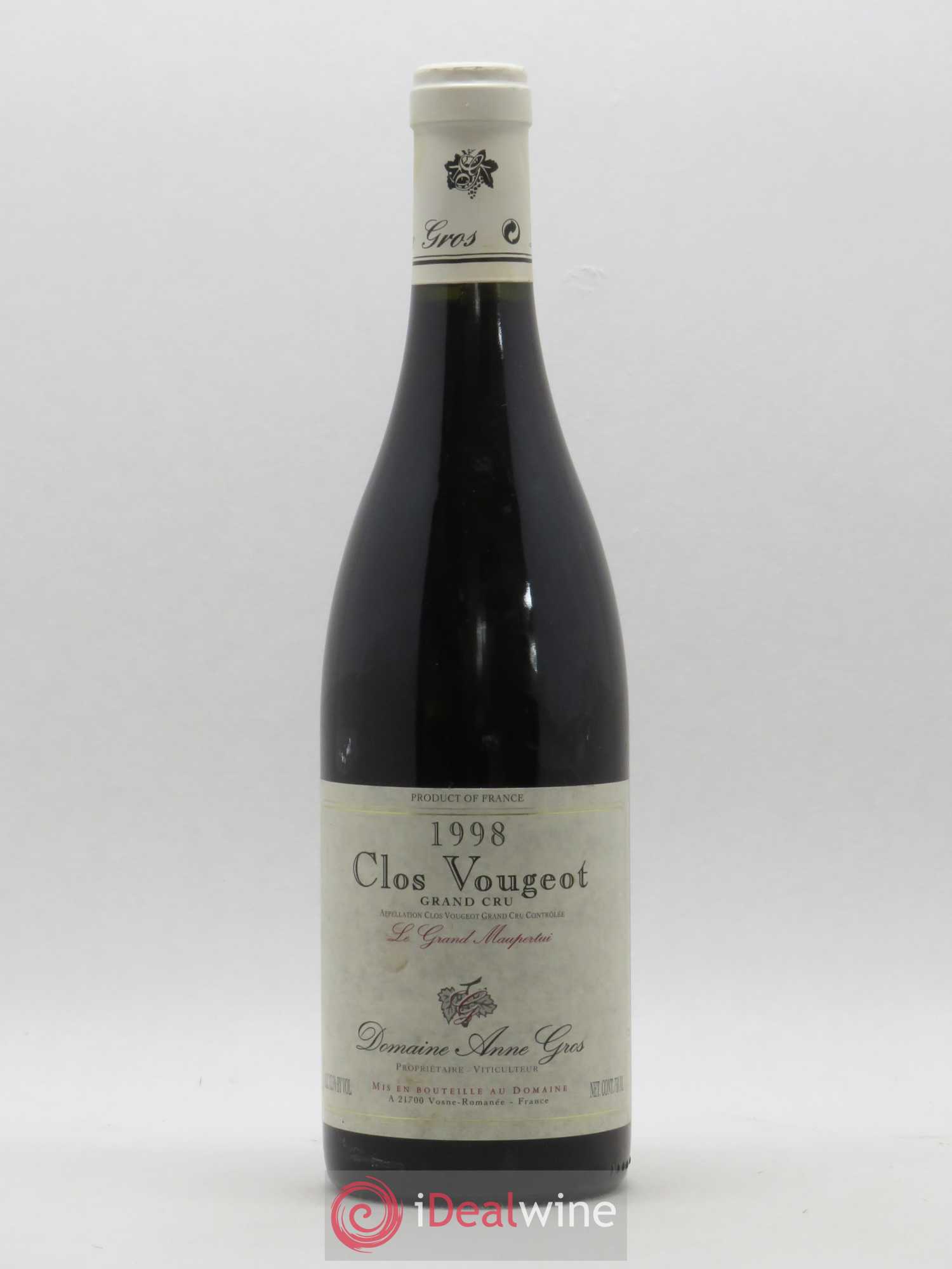 Clos de Vougeot Grand Cru Le Grand Maupertui Anne Gros 1998 - Lot de 1 bouteille - 0
