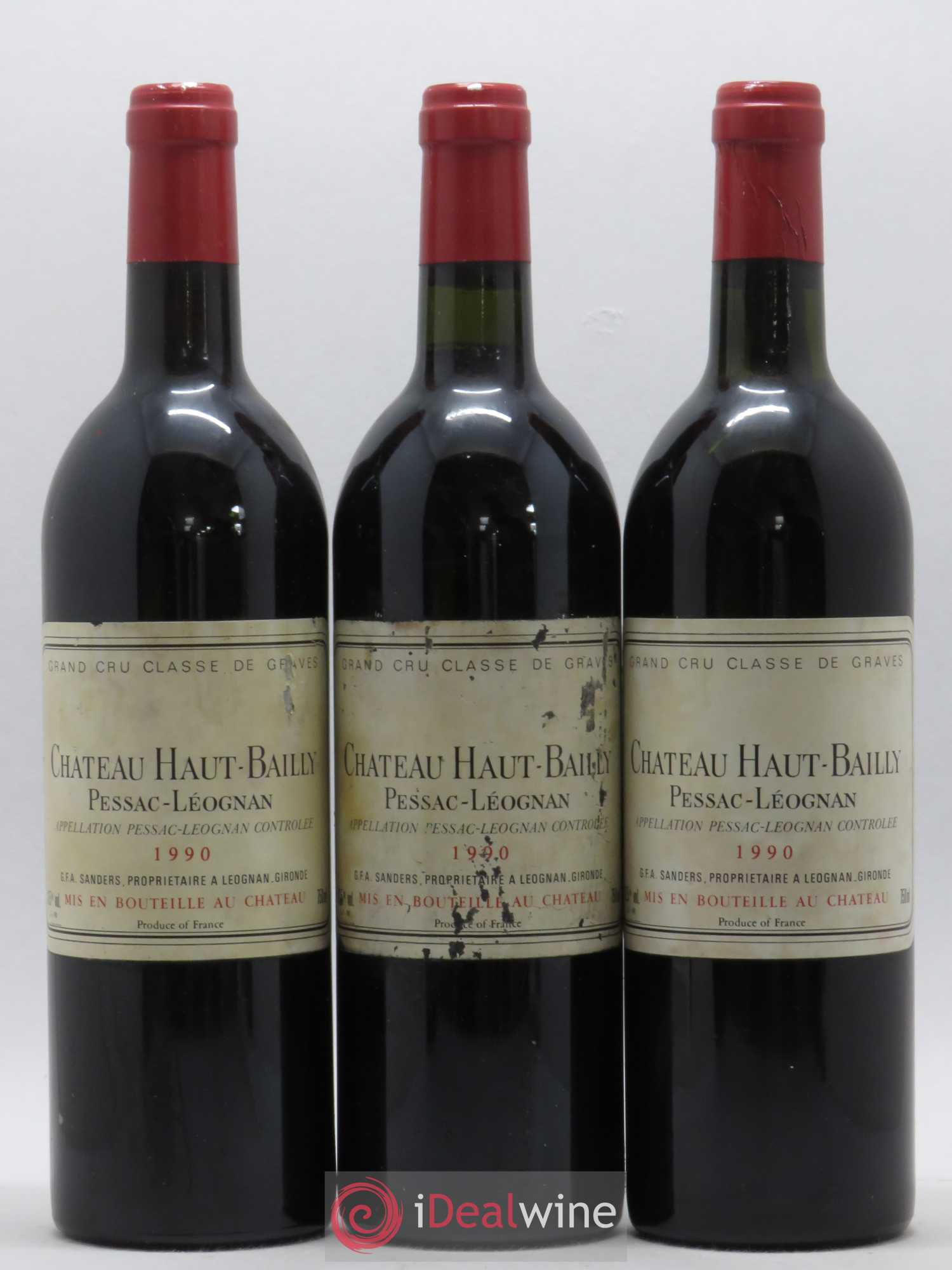 Château Haut-Bailly Cru Classé de Graves 1990 - Lot de 3 bouteilles - 0