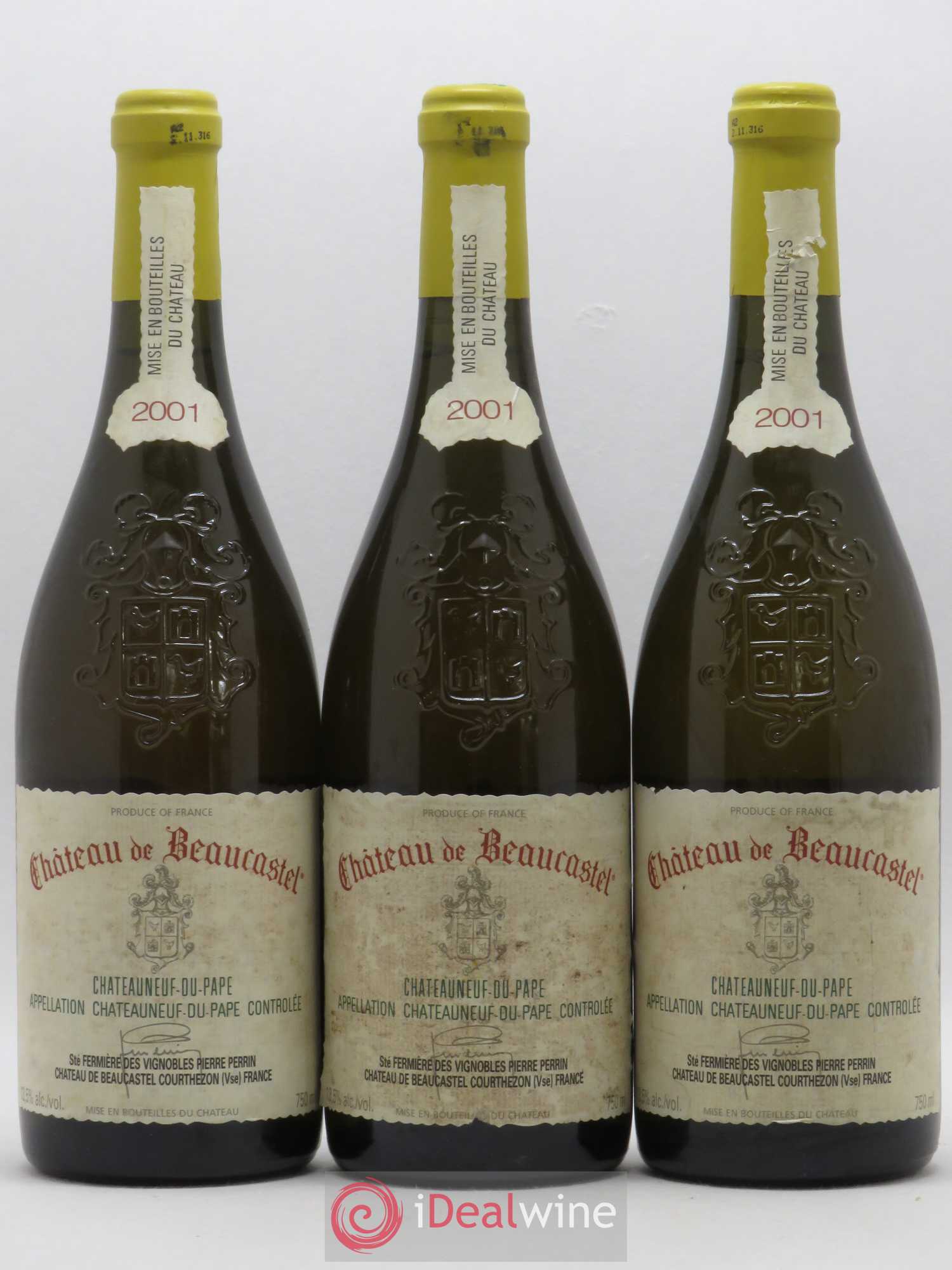 Châteauneuf-du-Pape Château de Beaucastel Famille Perrin 2001 - Lot de 3 bouteilles - 0
