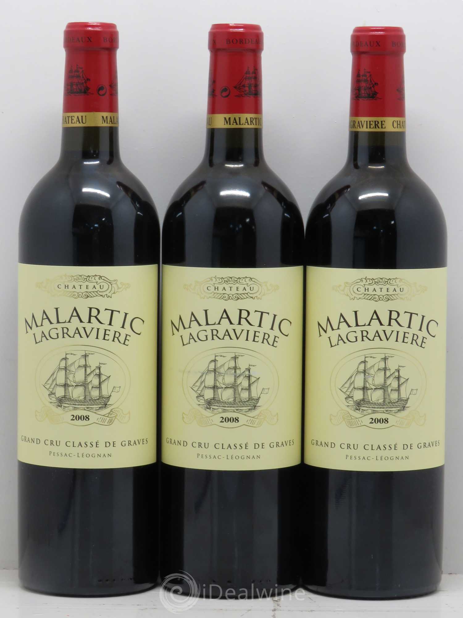Château Malartic-Lagravière Cru Classé de Graves 2008 - Lot de 3 bouteilles - 0