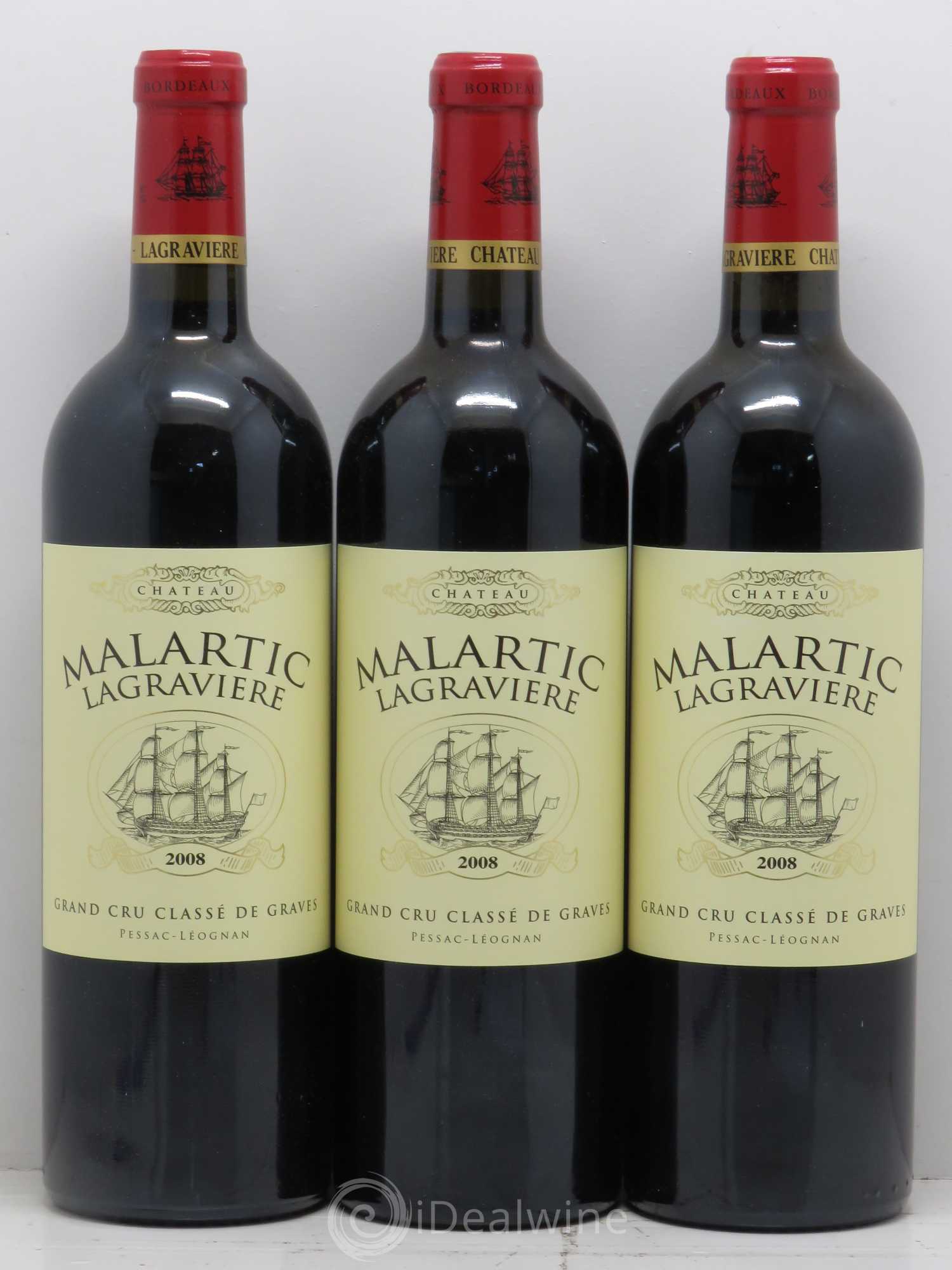 Château Malartic-Lagravière Cru Classé de Graves 2008 - Lot de 3 bouteilles - 0