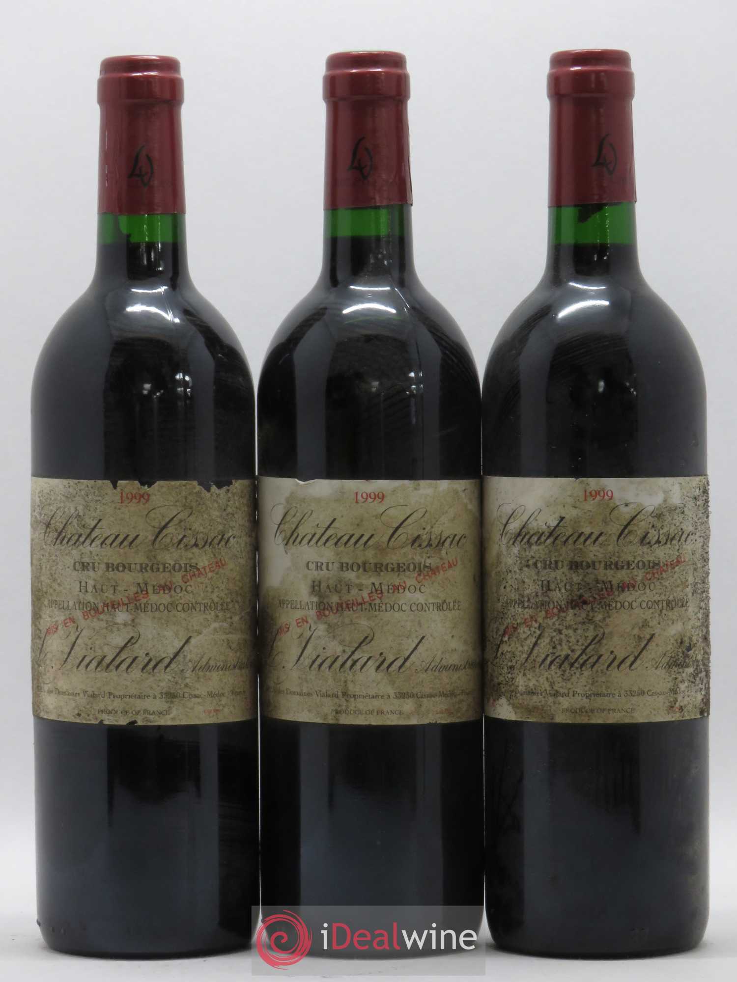 Château Cissac Cru Bourgeois 1999 - Lot de 3 bouteilles - 0