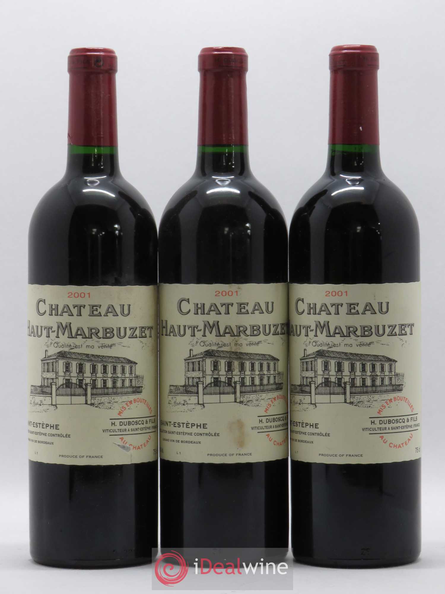 Château Haut Marbuzet 2001 - Lot de 3 bouteilles - 0