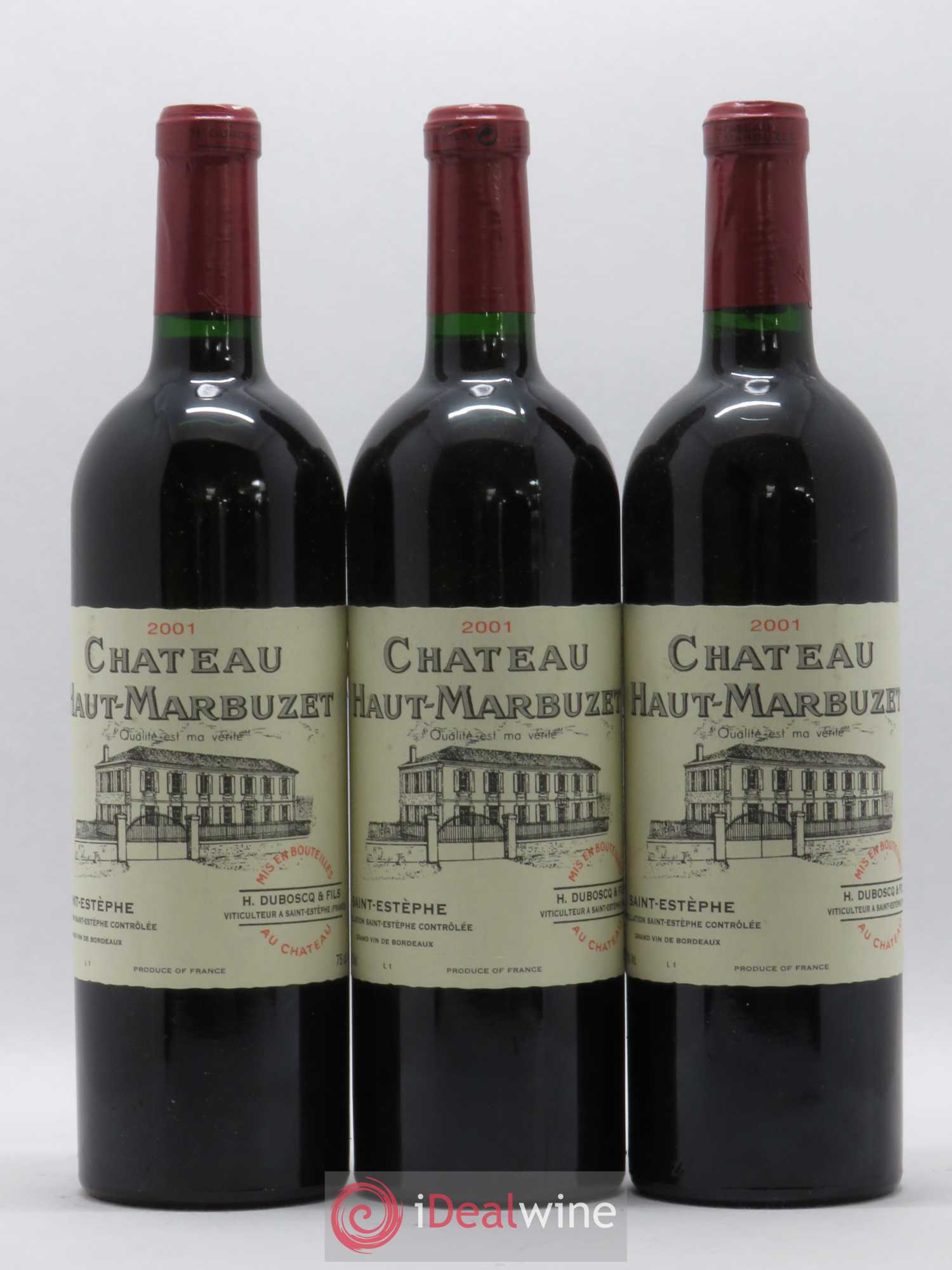 Château Haut Marbuzet 2001 - Lot de 3 bouteilles - 0