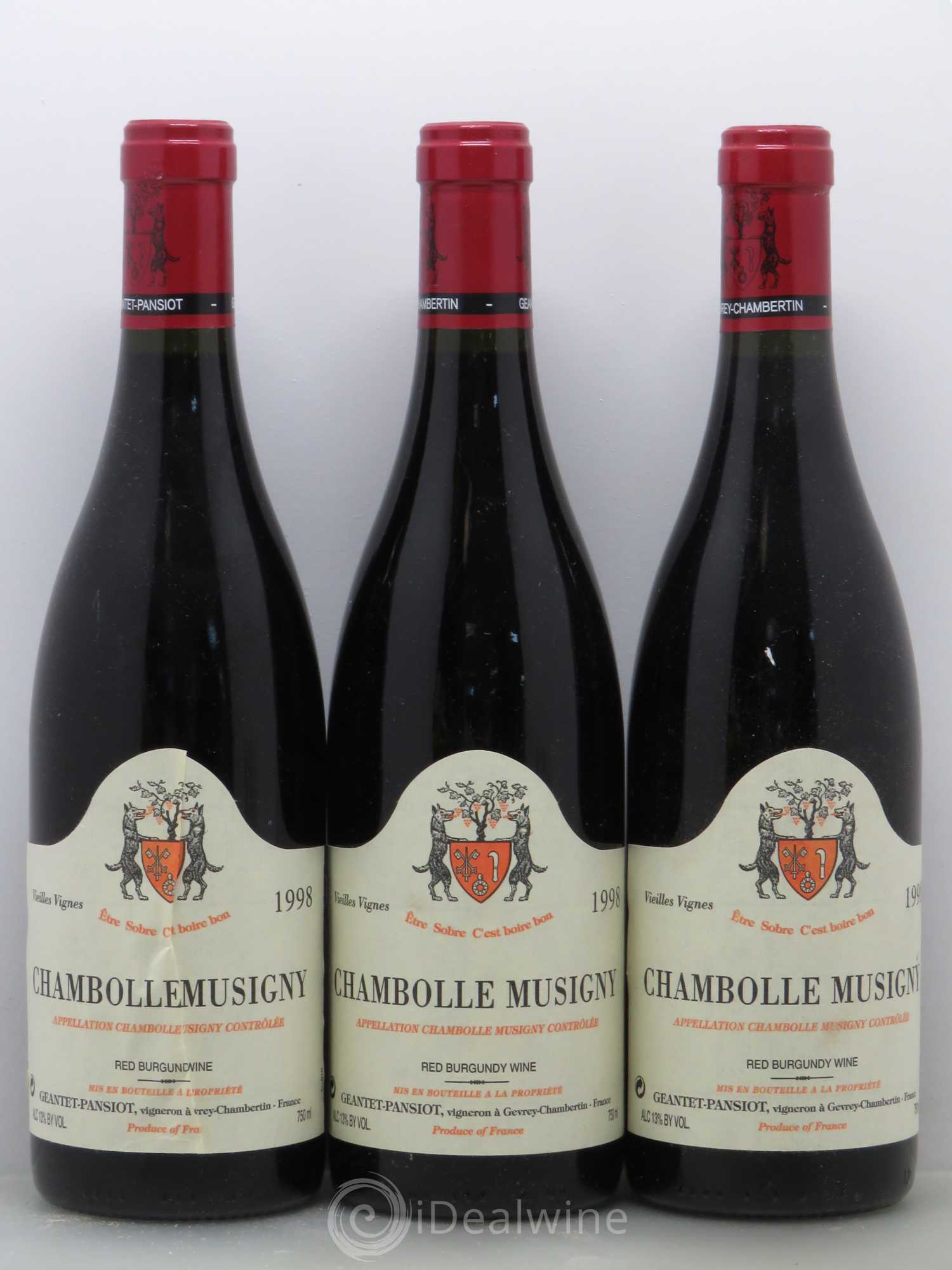 Chambolle-Musigny Vieilles vignes Geantet-Pansiot 1998 - Lot de 3 bouteilles - 0
