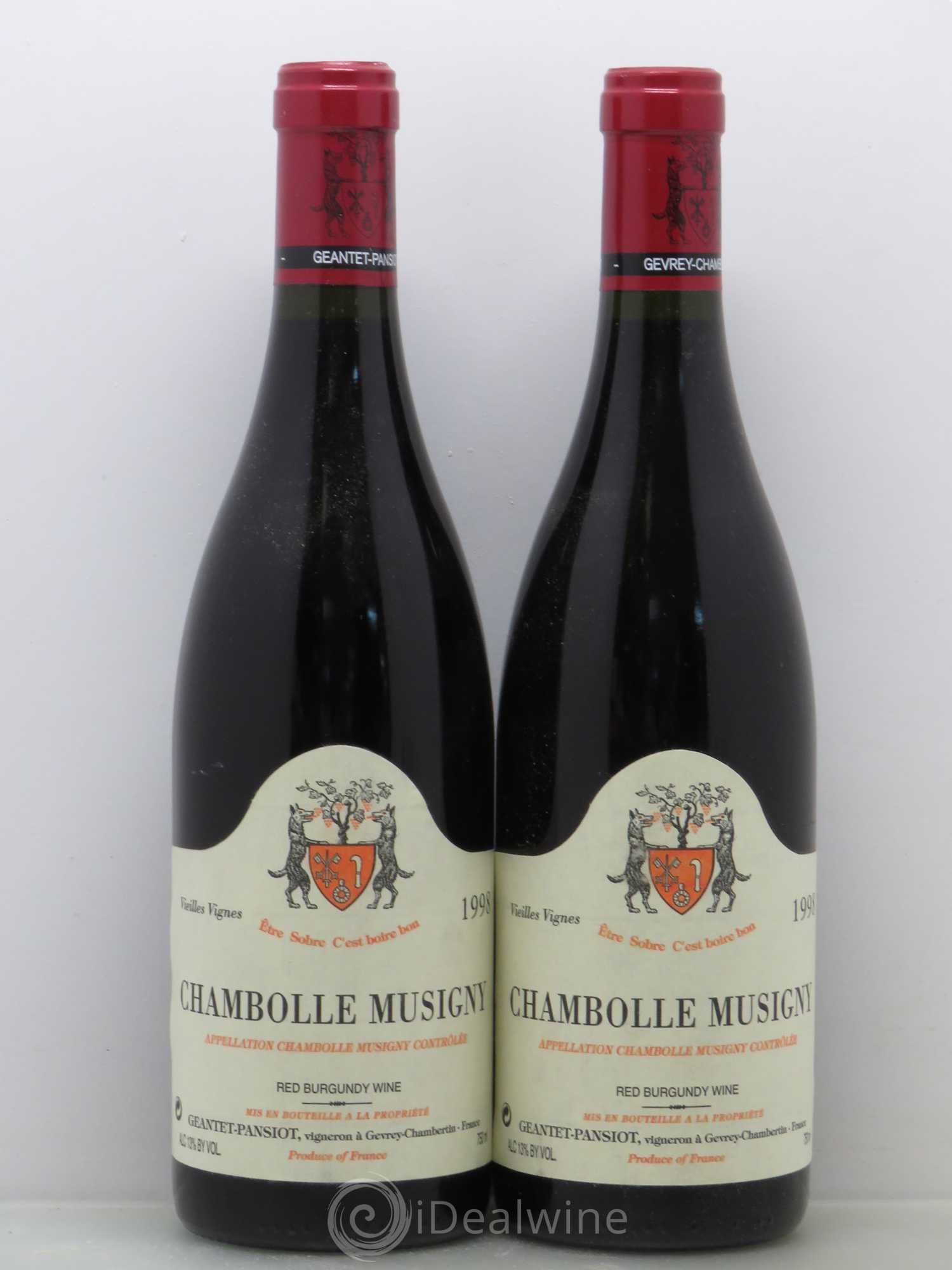 Chambolle-Musigny Vieilles vignes Geantet-Pansiot 1998 - Lot de 2 bouteilles - 0