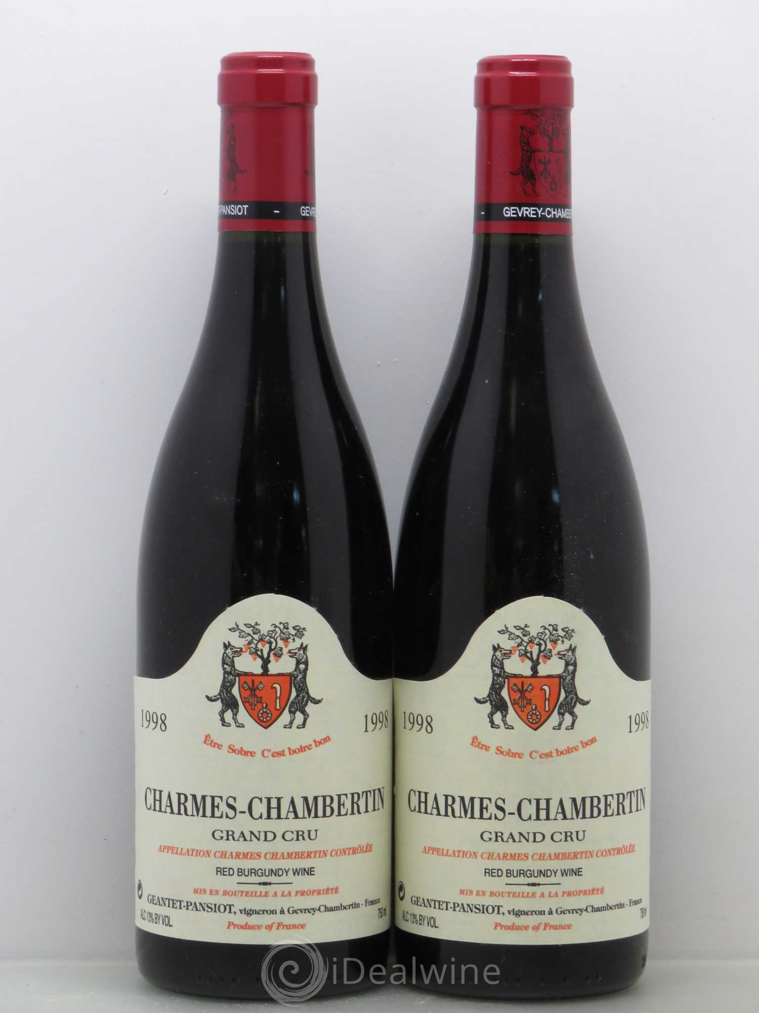 Charmes-Chambertin Grand Cru Geantet-Pansiot 1998 - Lot de 2 bouteilles - 0
