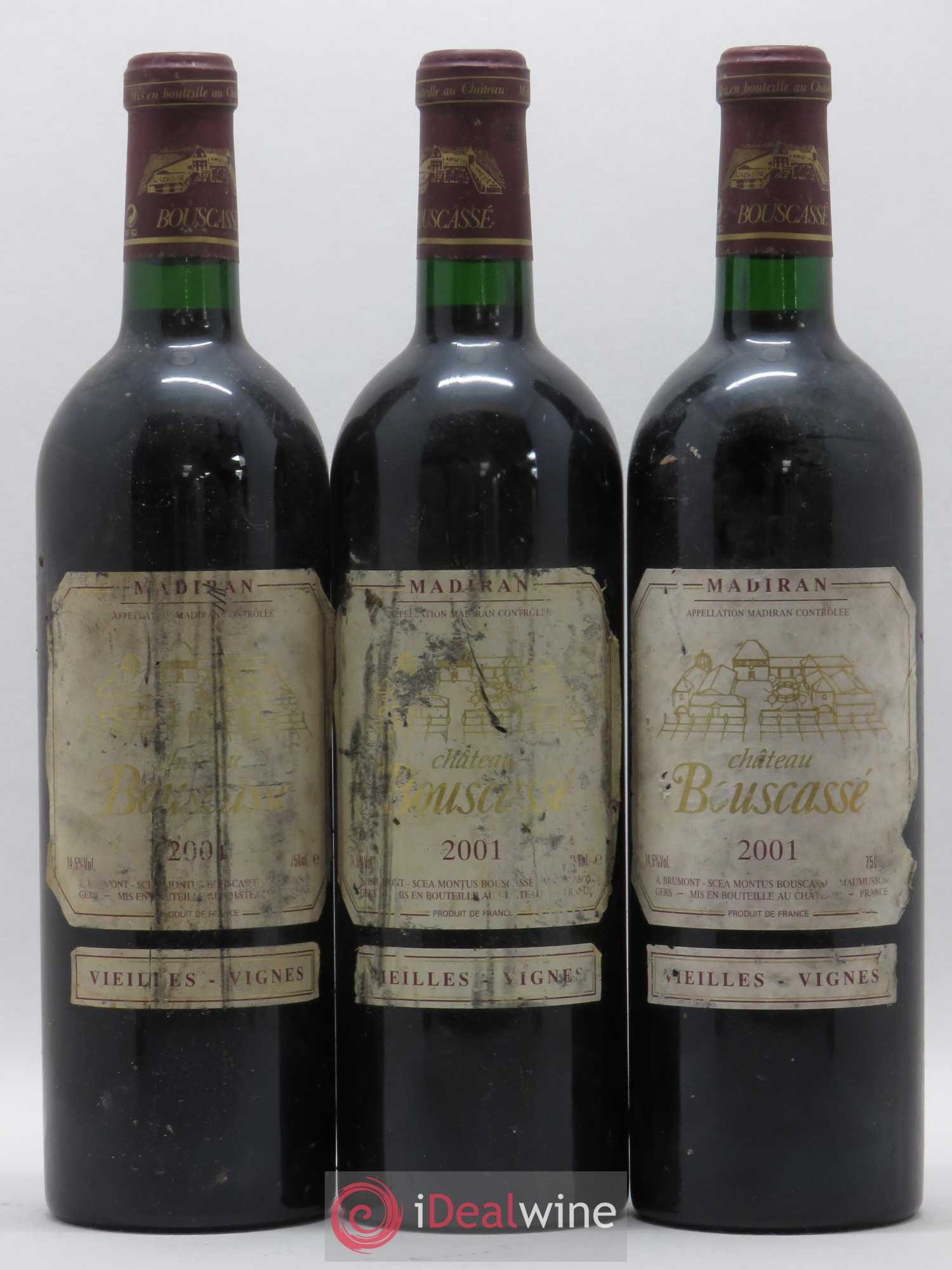Madiran Vieilles Vignes Château Bouscassé - Alain Brumont 2001 - Lot de 3 bouteilles - 0