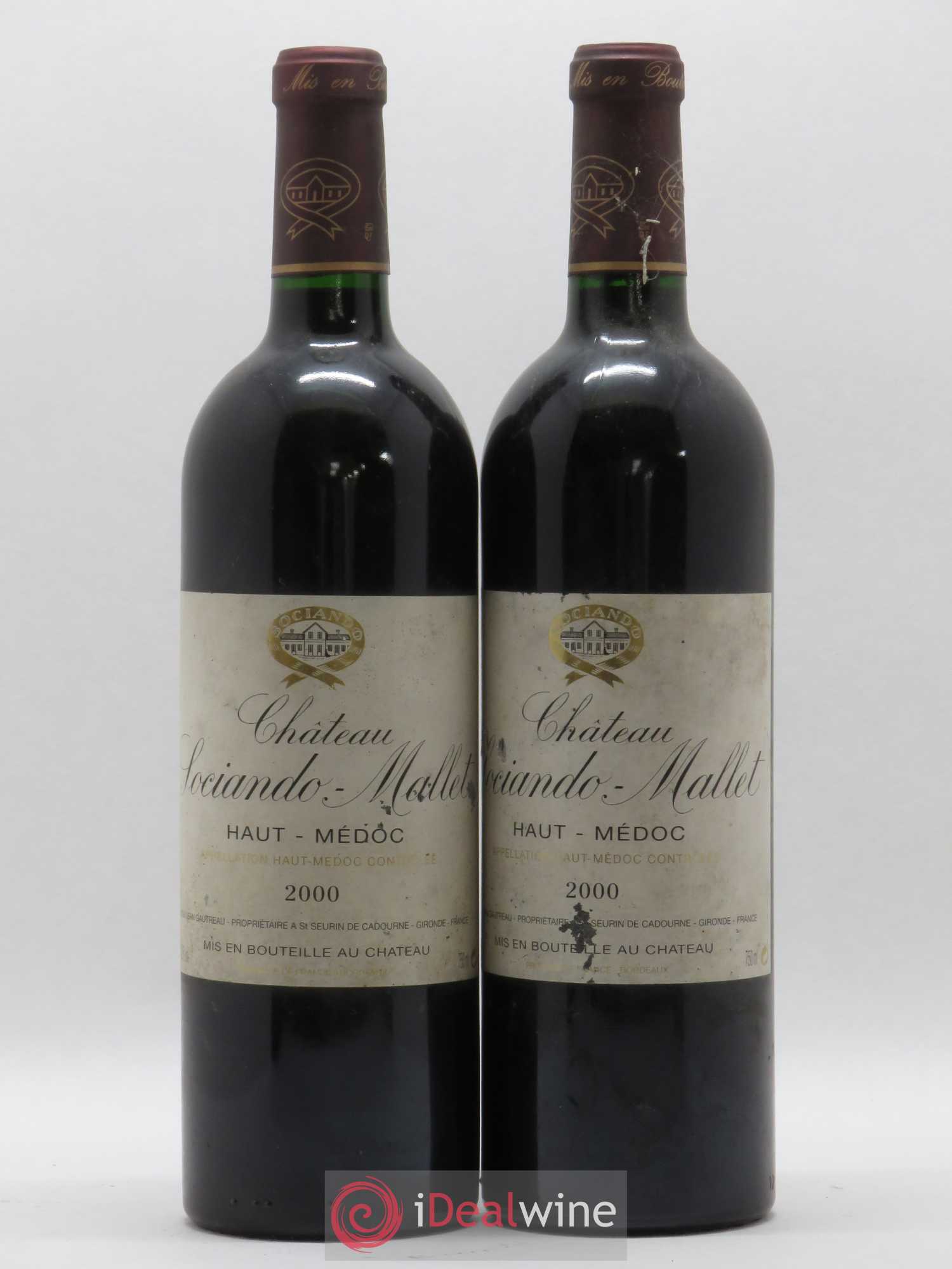Château Sociando Mallet 2000 - Lot de 2 bouteilles - 0