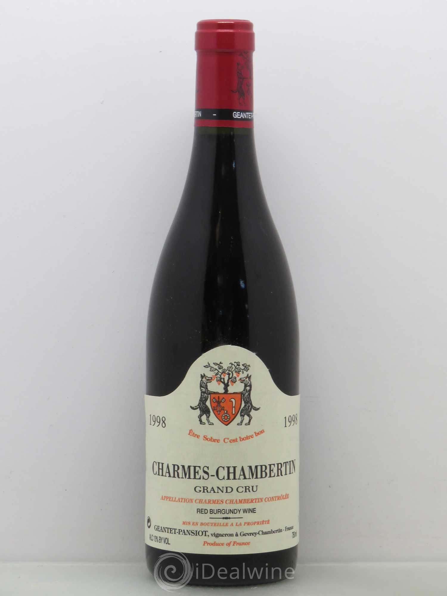 Charmes-Chambertin Grand Cru Geantet-Pansiot 1998 - Lot de 1 bouteille - 0