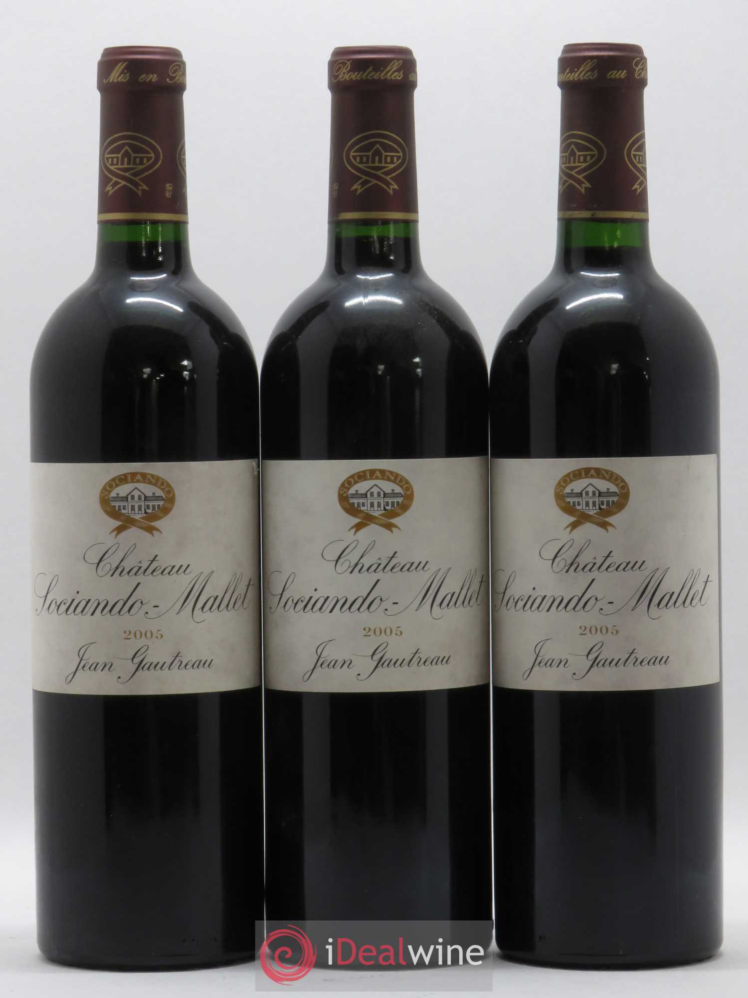 Château Sociando Mallet 2005 - Lot de 3 bouteilles - 0