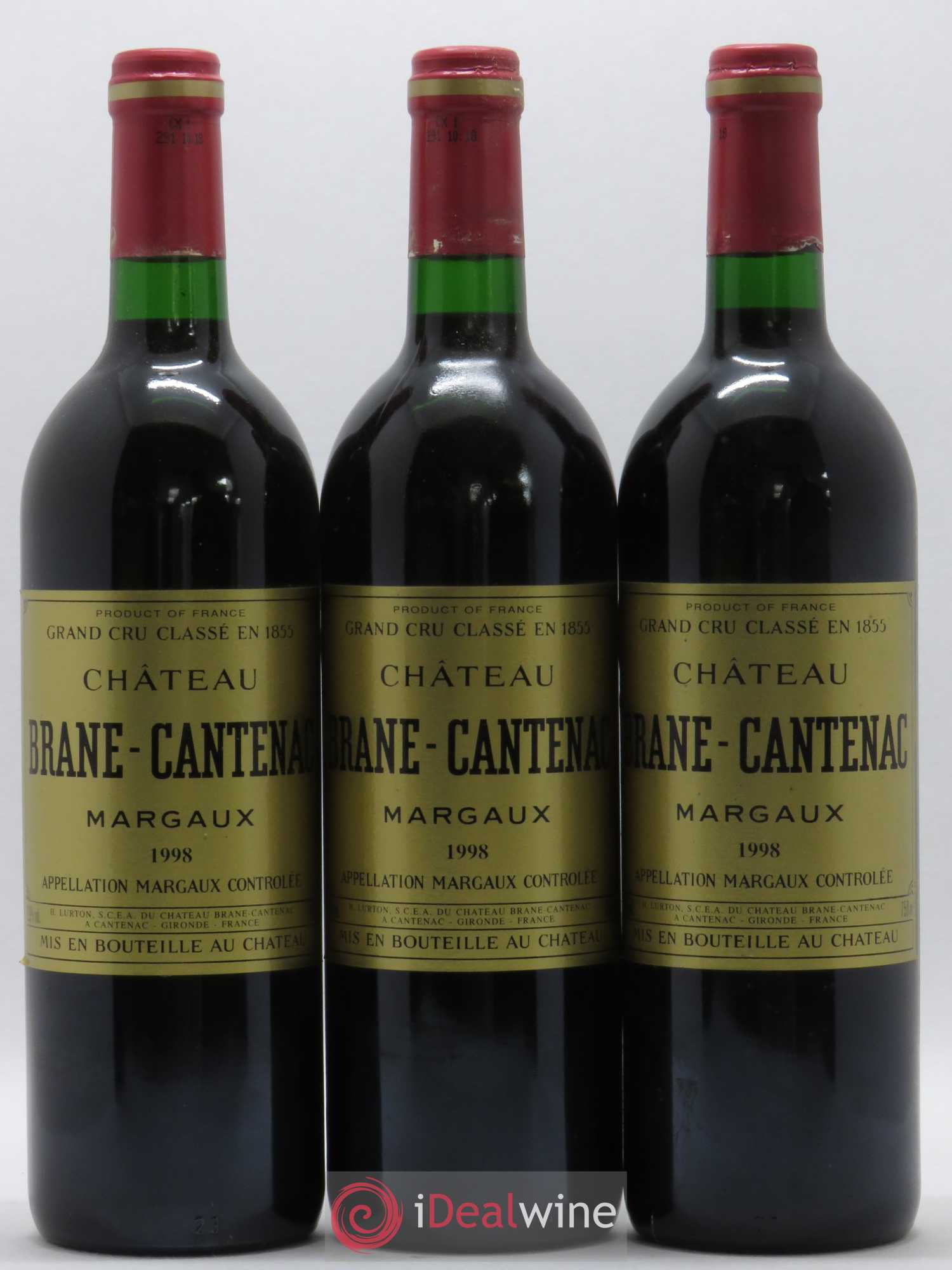 Château Brane Cantenac 2ème Grand Cru Classé 1998 - Lot de 3 bouteilles - 0