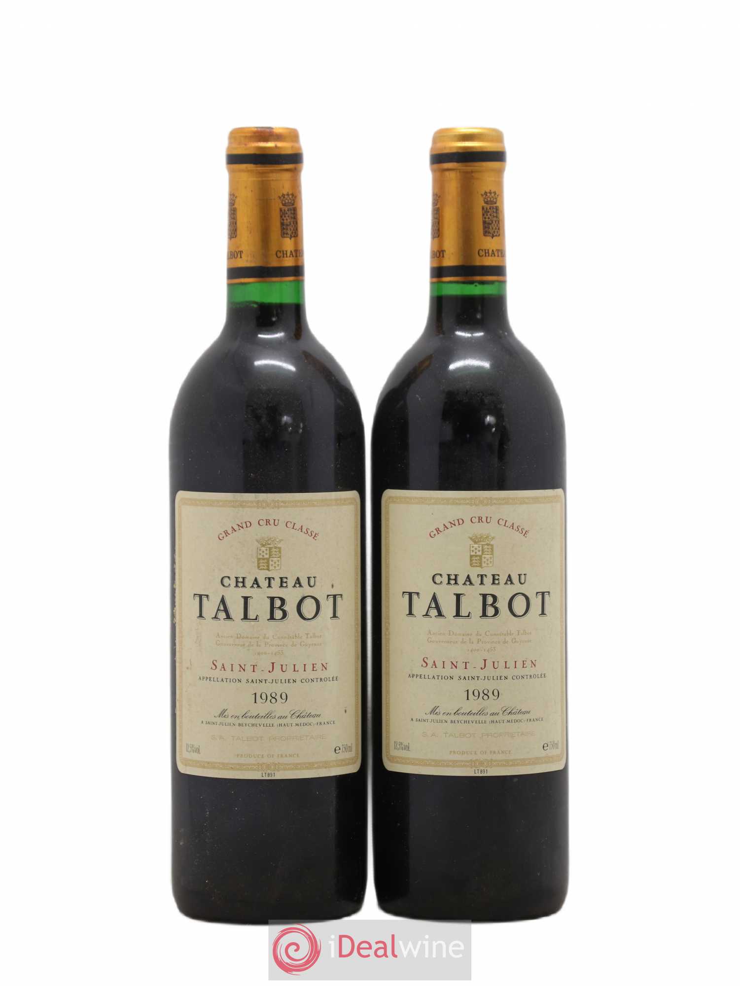 Château Talbot 4ème Grand Cru Classé 1989 - Lot de 2 bouteilles - 0