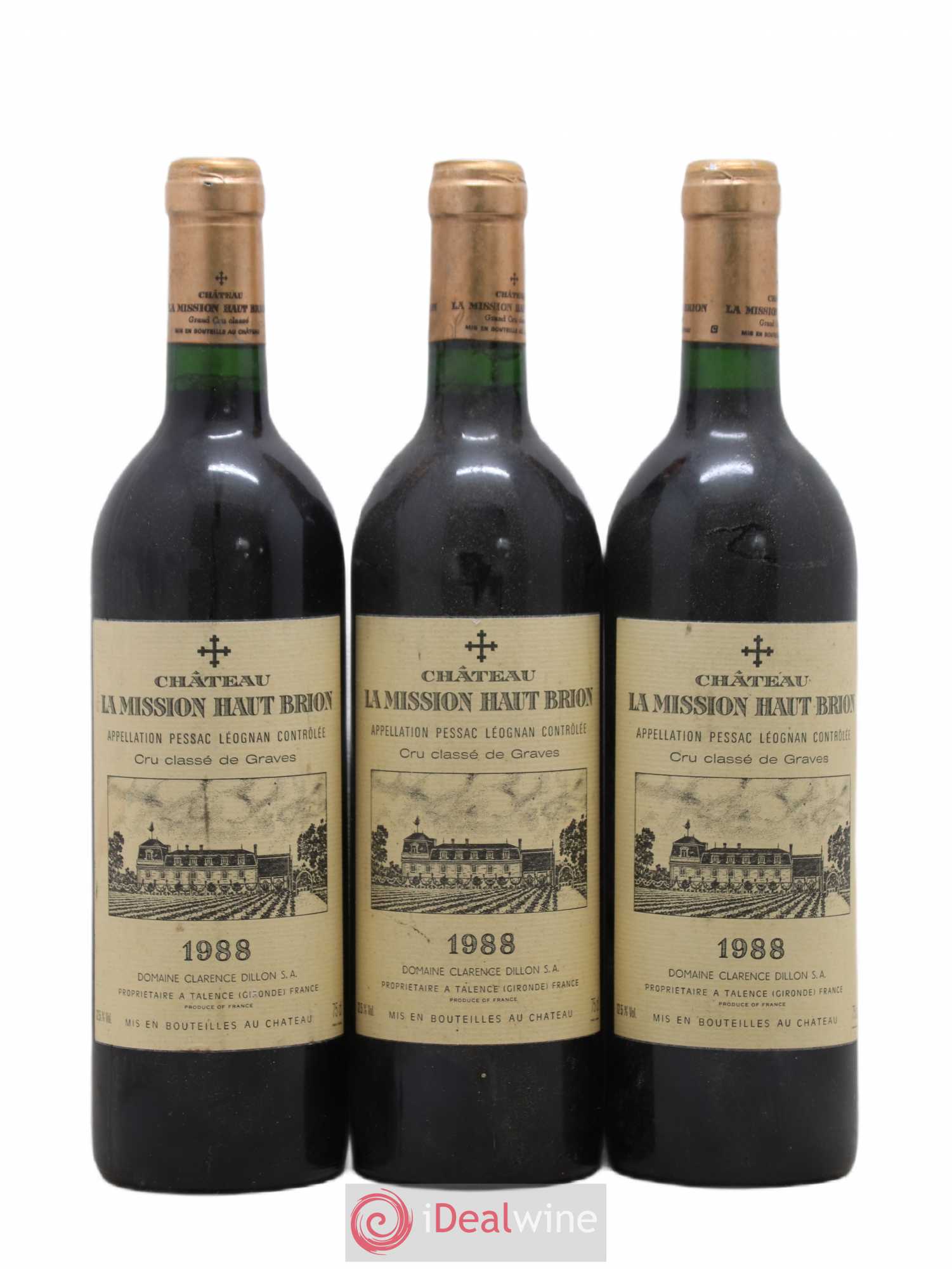 Château la Mission Haut-Brion Cru Classé de Graves 1988 - Lot de 3 bouteilles - 0