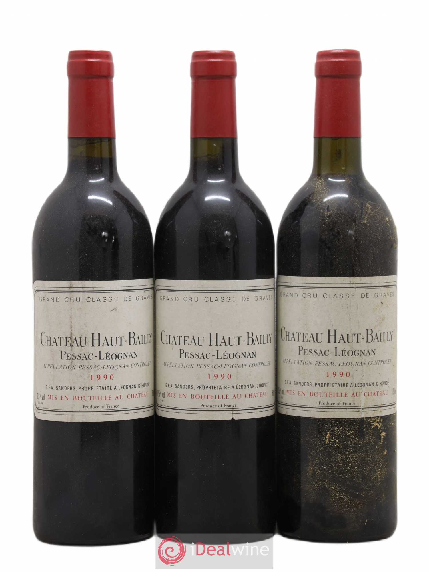 Château Haut-Bailly Cru Classé de Graves 1990 - Lot de 3 bouteilles - 0