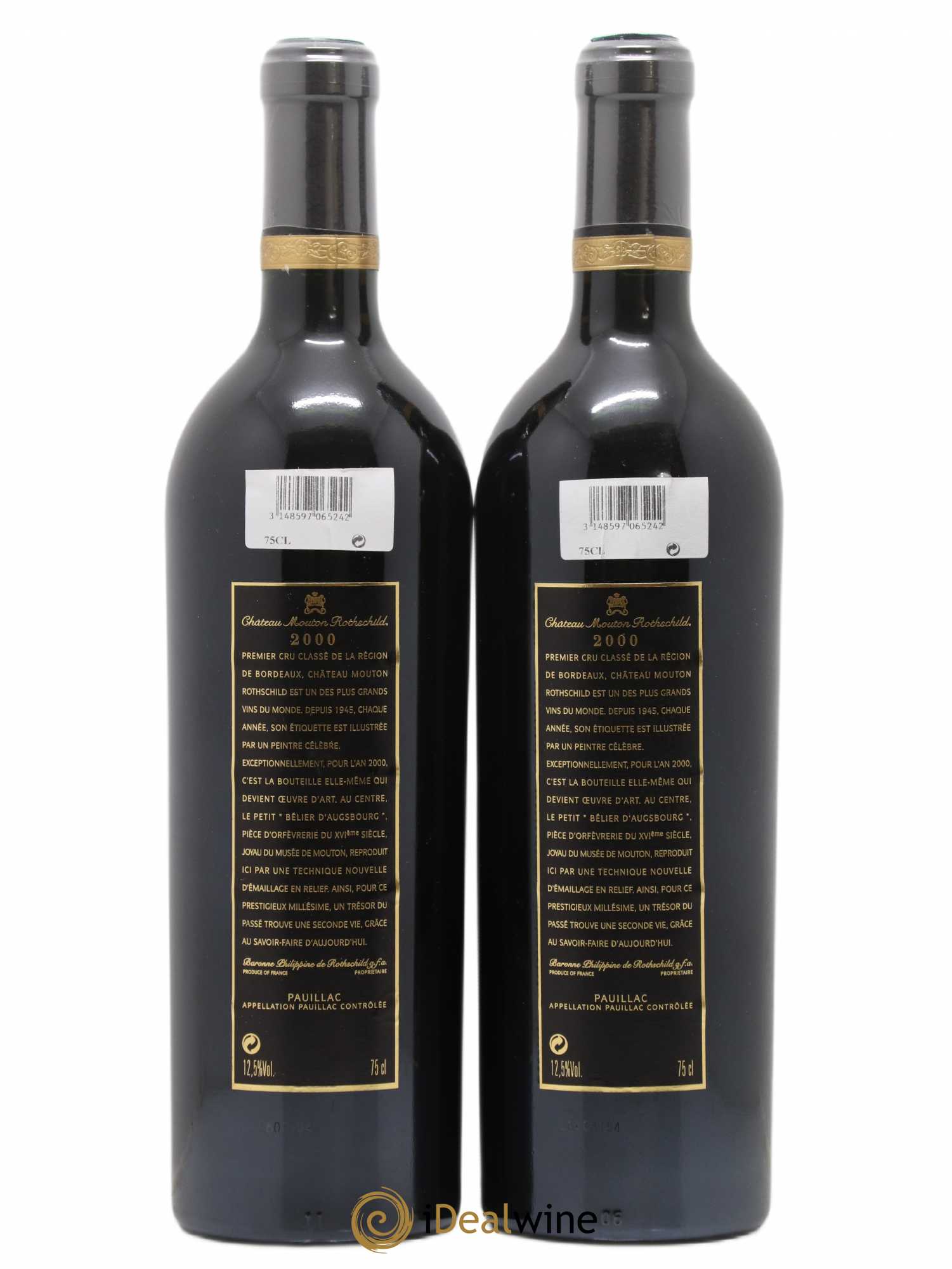Château Mouton Rothschild 1er Grand Cru Classé 2000 - Lot de 2 bouteilles - 1