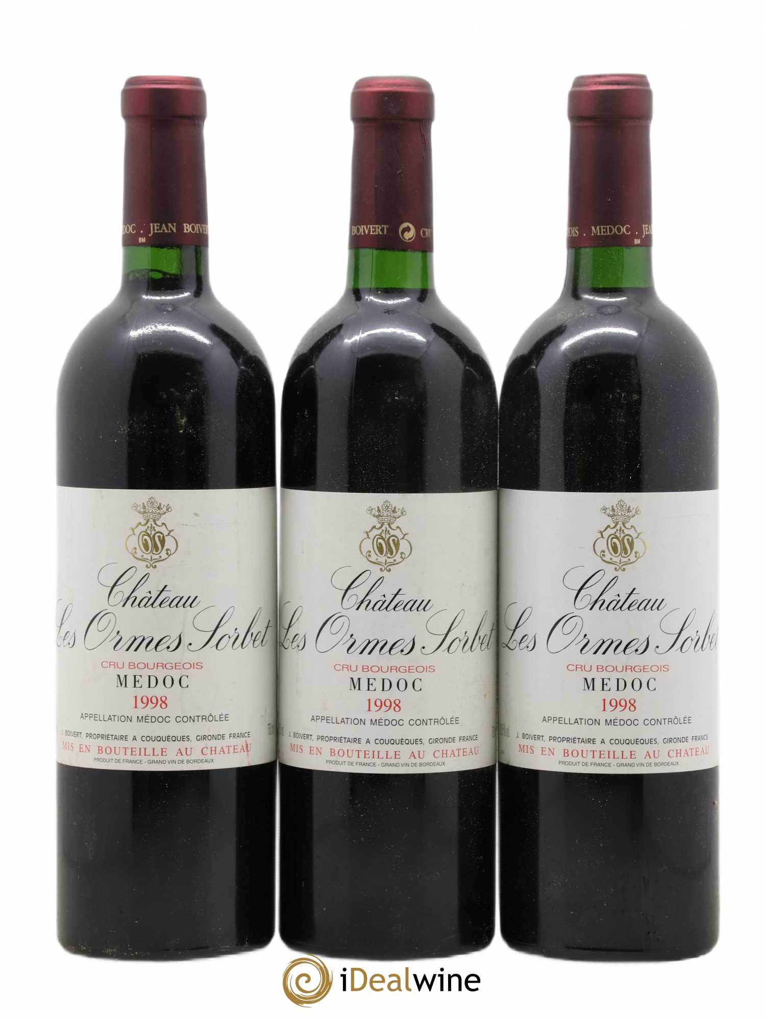 Château les Ormes Sorbet Cru Bourgeois (sans prix de réserve) 1998 - Lot de 3 bouteilles - 0