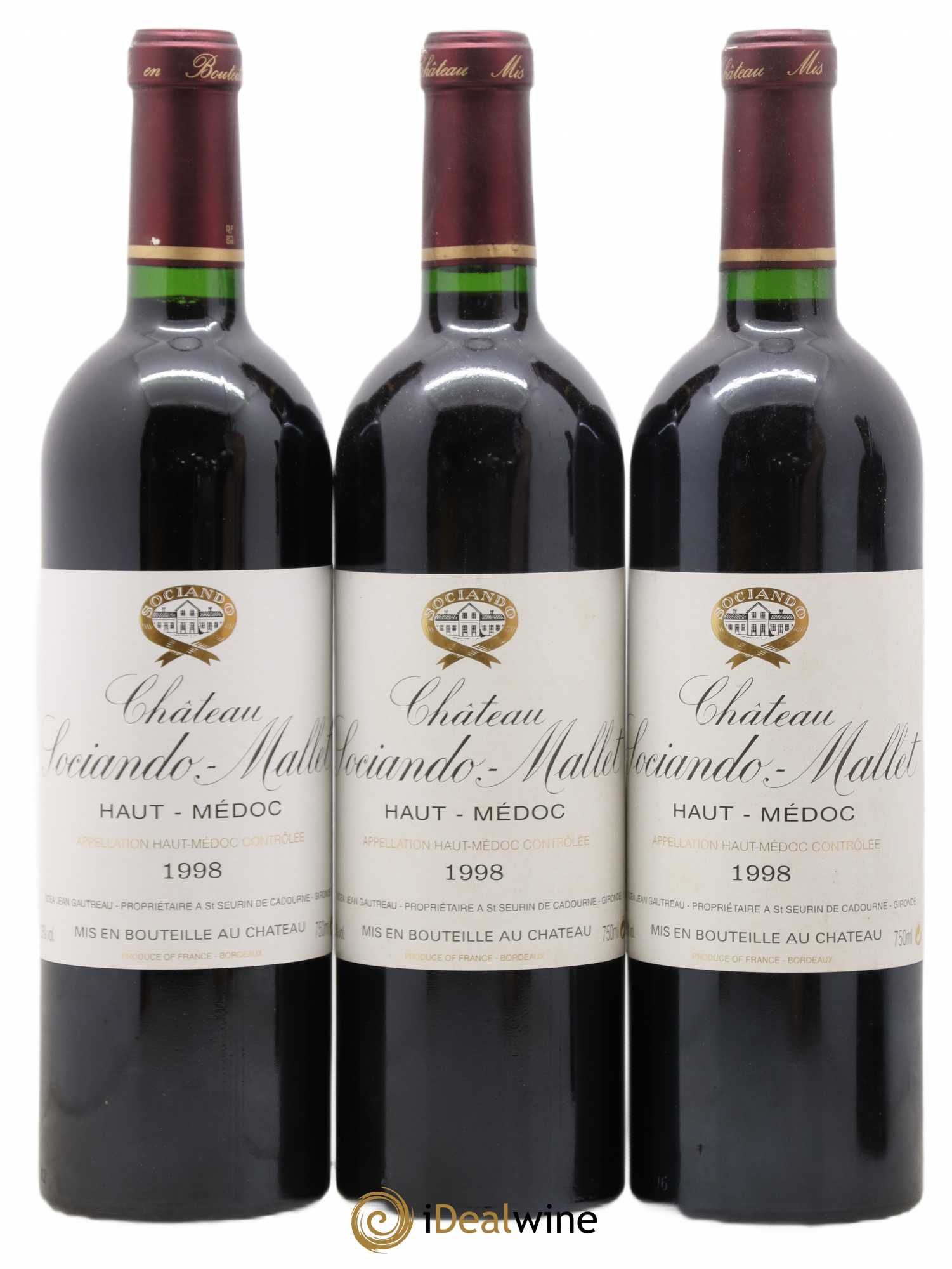 Château Sociando Mallet 1998 - Lot de 12 bouteilles - 1
