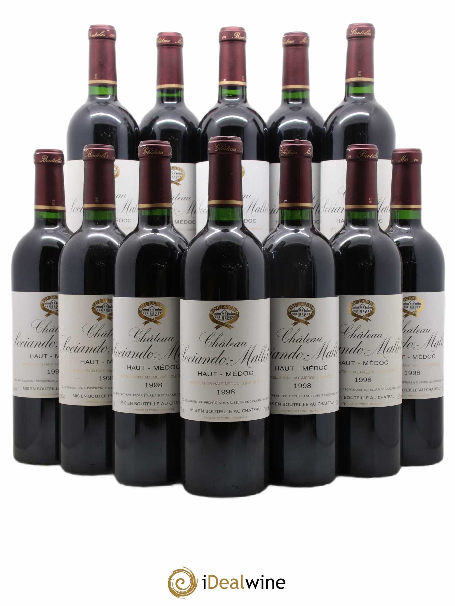 Château Sociando Mallet 1998 - Lot de 12 bouteilles - 0