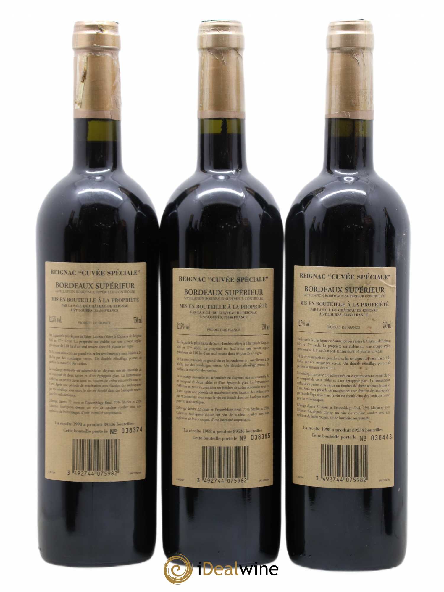 Grand vin de Reignac (sans prix de réserve) 1998 - Lot de 12 bouteilles - 5