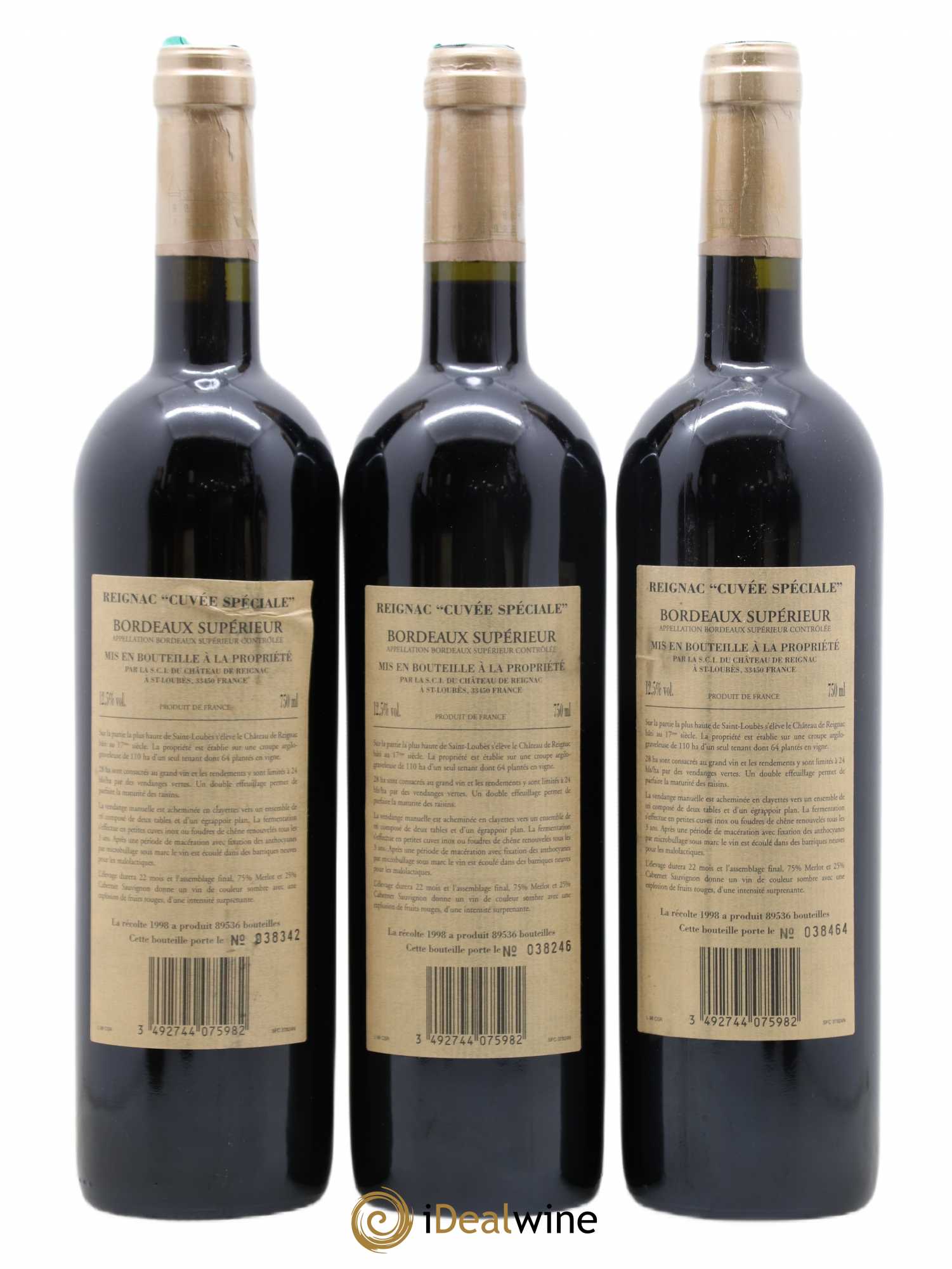 Grand vin de Reignac (sans prix de réserve) 1998 - Lot de 12 bouteilles - 6