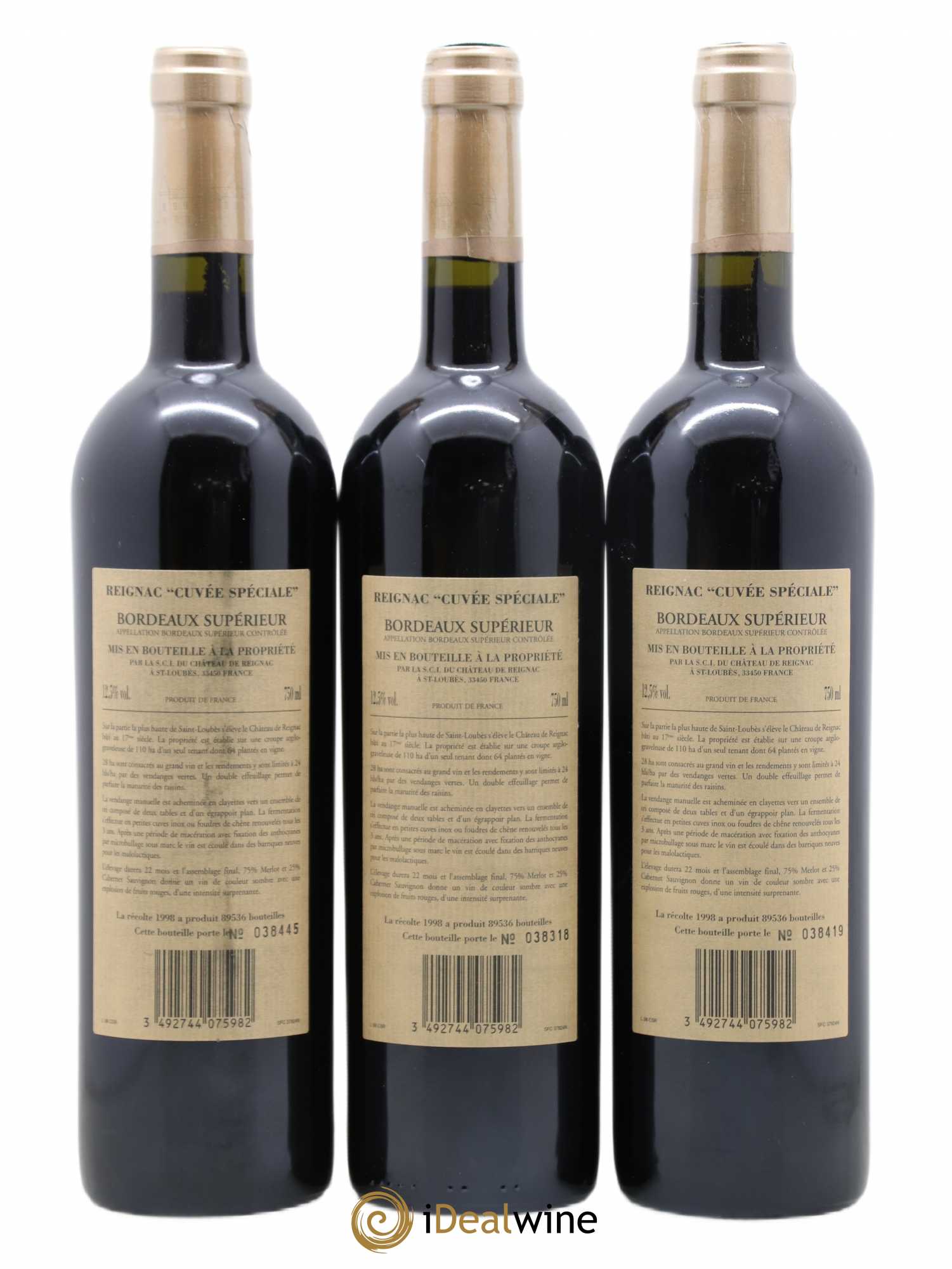 Grand vin de Reignac (sans prix de réserve) 1998 - Lot de 12 bouteilles - 8