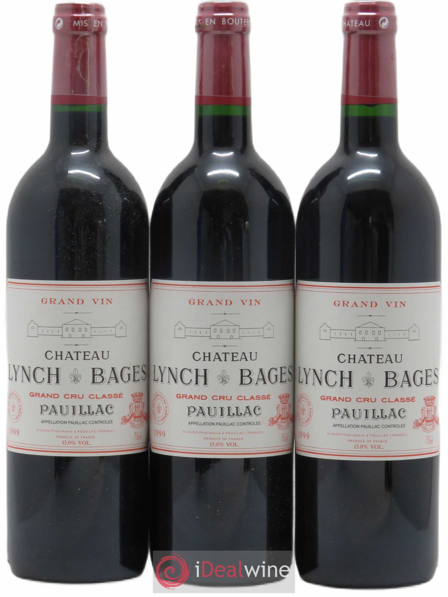 Château Lynch Bages 5ème Grand Cru Classé 1999 - Lot de 3 bouteilles - 0