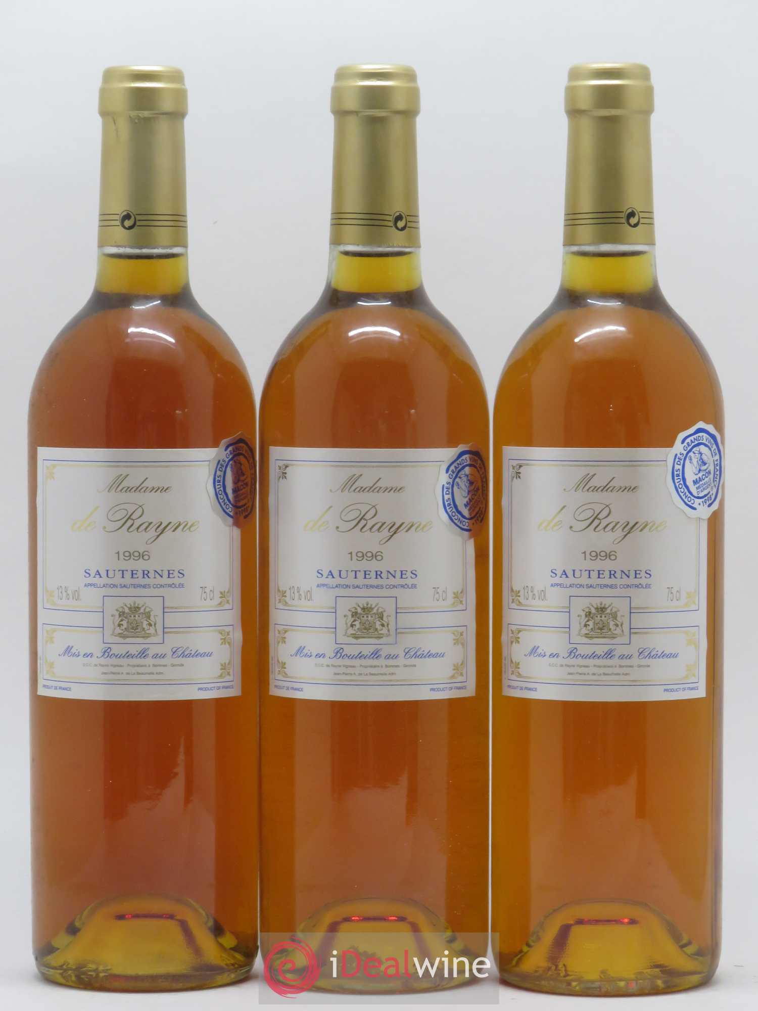Sauternes Madame de Rayne 1996 - Lot of 12 bottles - 2
