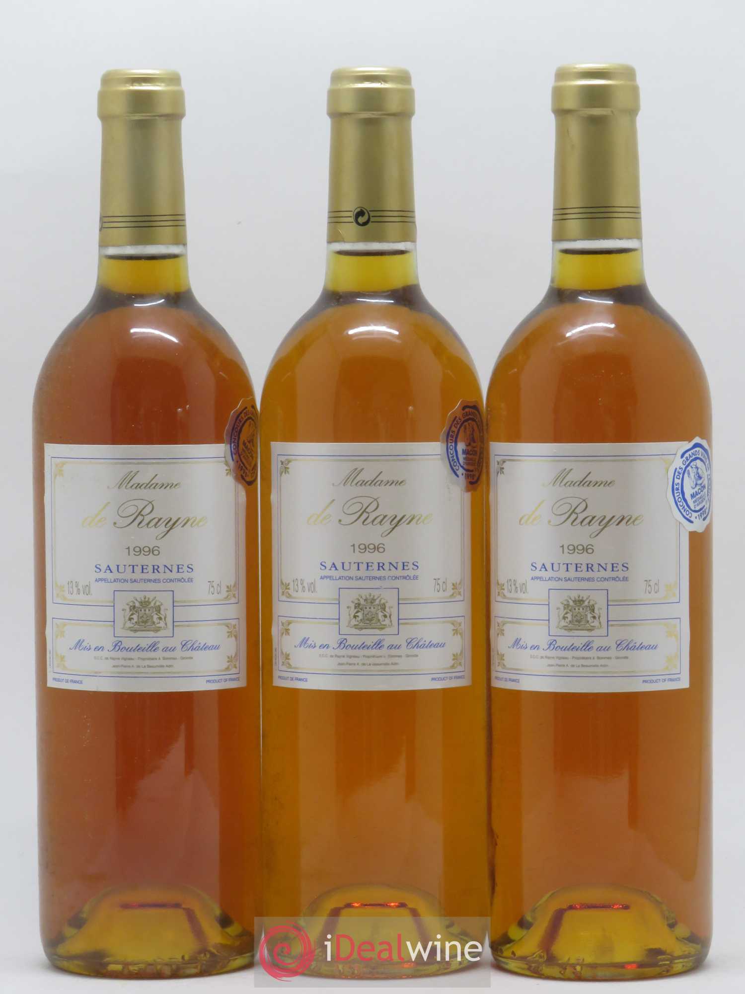 Sauternes Madame de Rayne 1996 - Lot of 12 bottles - 4