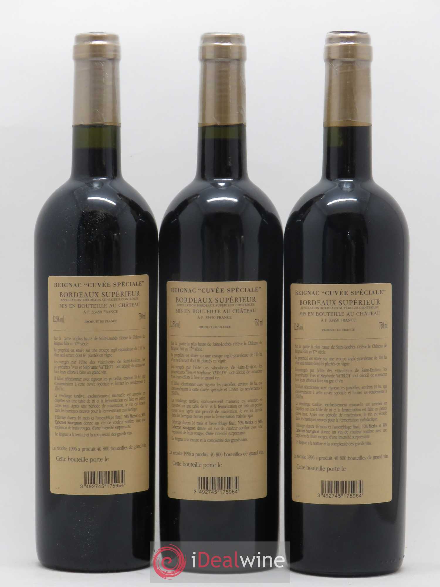 Grand vin de Reignac Cuvée Spéciale 1996 - Lot de 12 bouteilles - 4