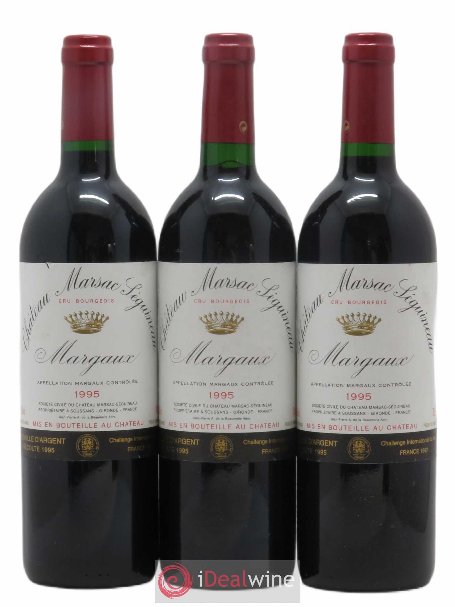 Château Marsac Séguineau Cru Bourgeois (sans prix de réserve) 1995 - Lot de 3 bouteilles - 0