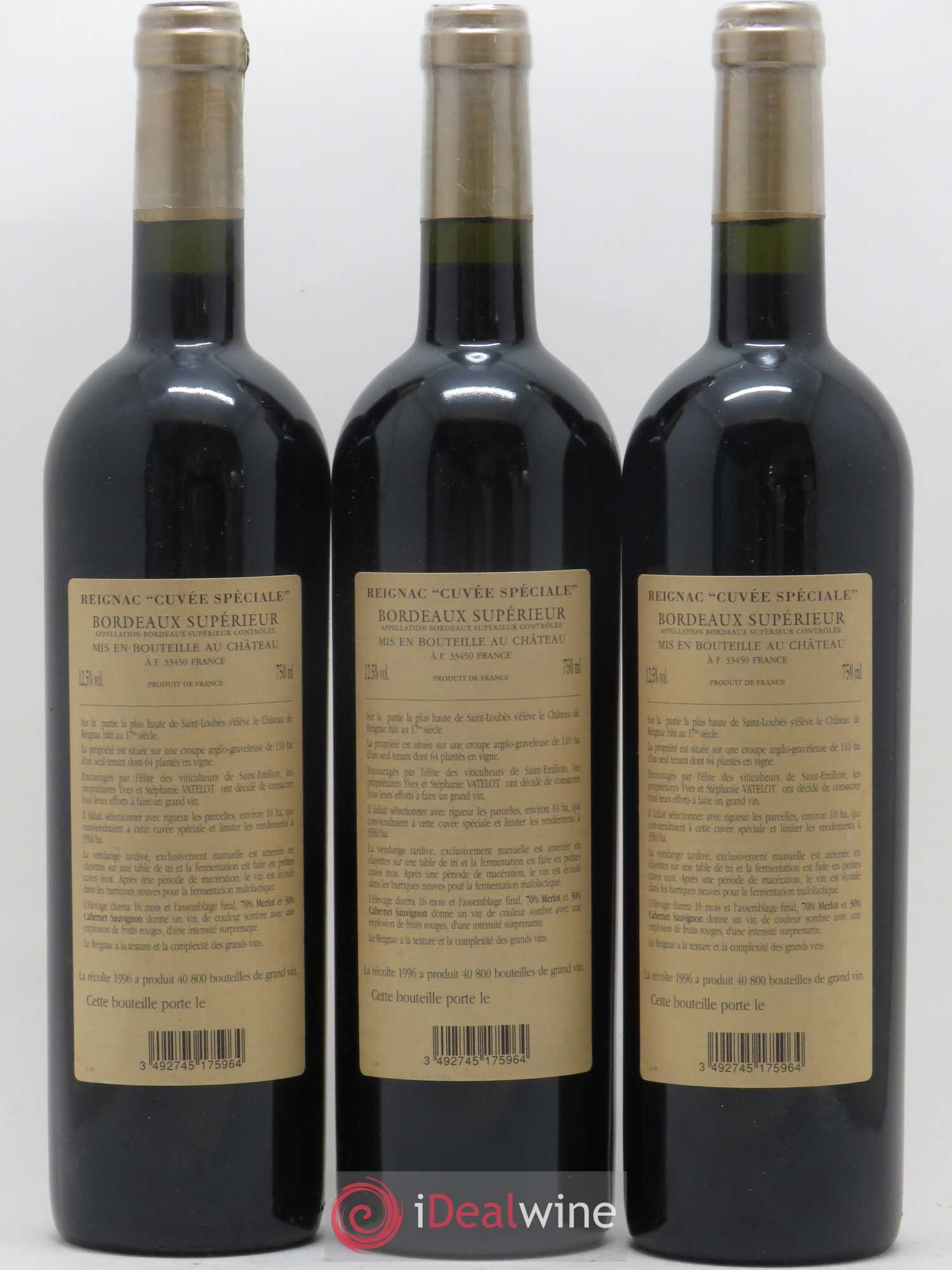Grand vin de Reignac 1996 - Lot de 6 bouteilles - 2