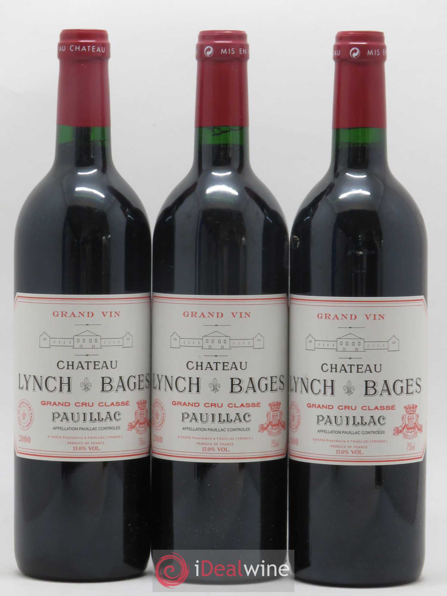 Château Lynch Bages 5ème Grand Cru Classé 2000 - Lot de 3 bouteilles - 0