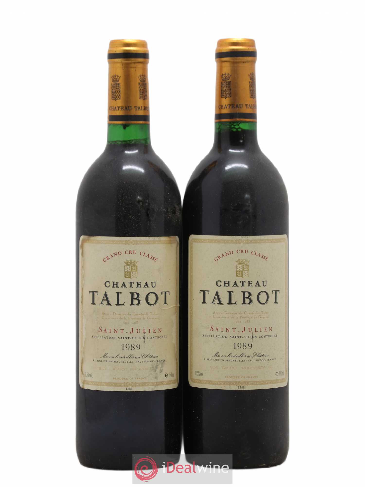 Château Talbot 4ème Grand Cru Classé 1989 - Lot de 2 bouteilles - 0