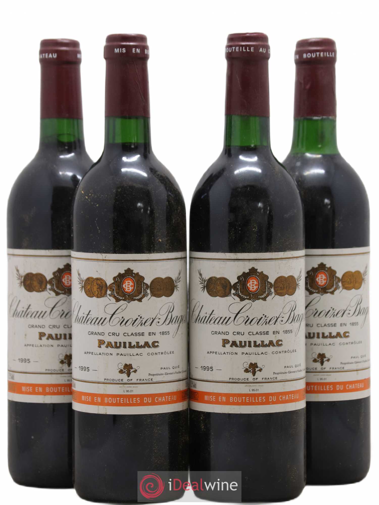 Château Croizet Bages 5ème Grand Cru Classé 1995 - Lot de 4 bouteilles - 0